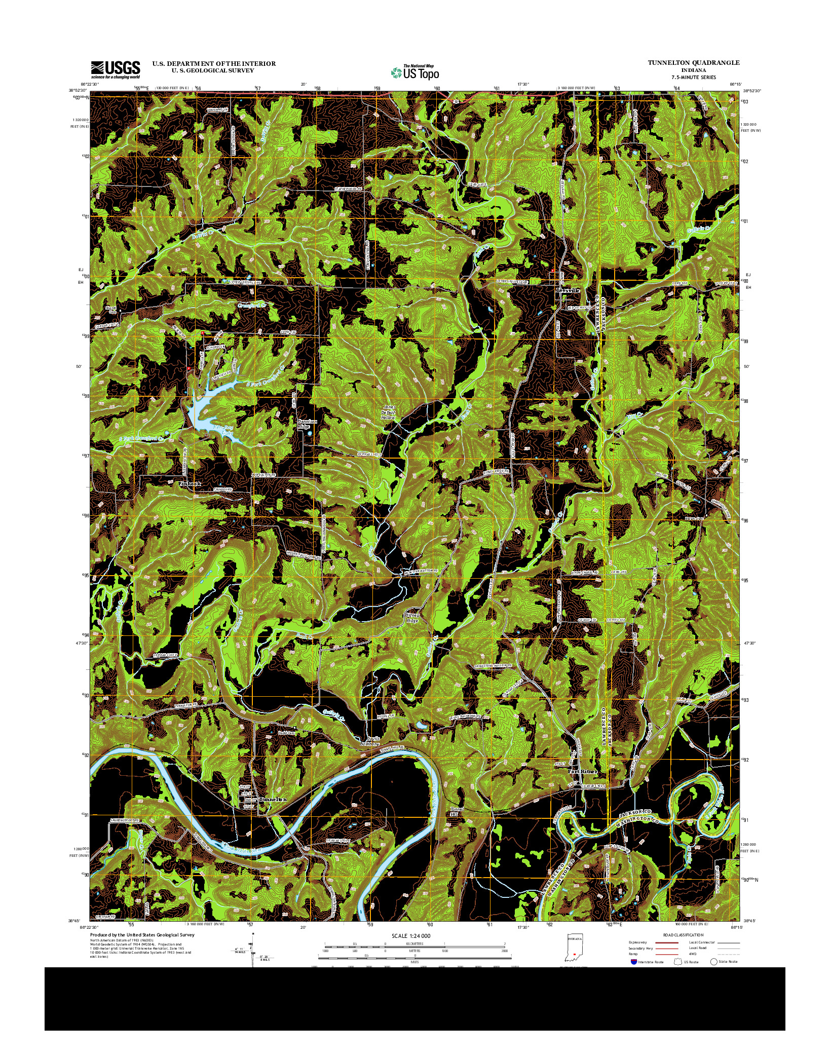 USGS US TOPO 7.5-MINUTE MAP FOR TUNNELTON, IN 2013