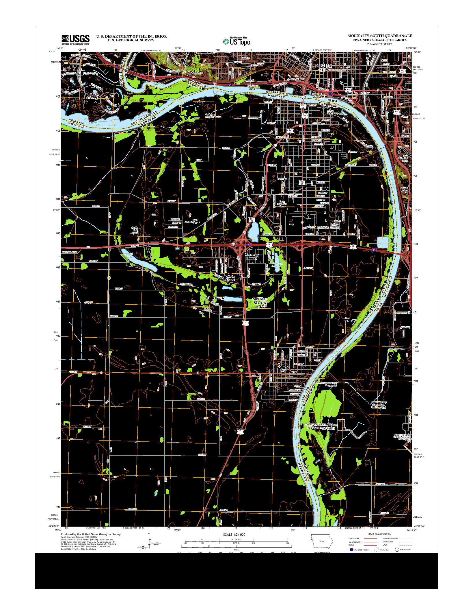 USGS US TOPO 7.5-MINUTE MAP FOR SIOUX CITY SOUTH, IA-NE-SD 2013