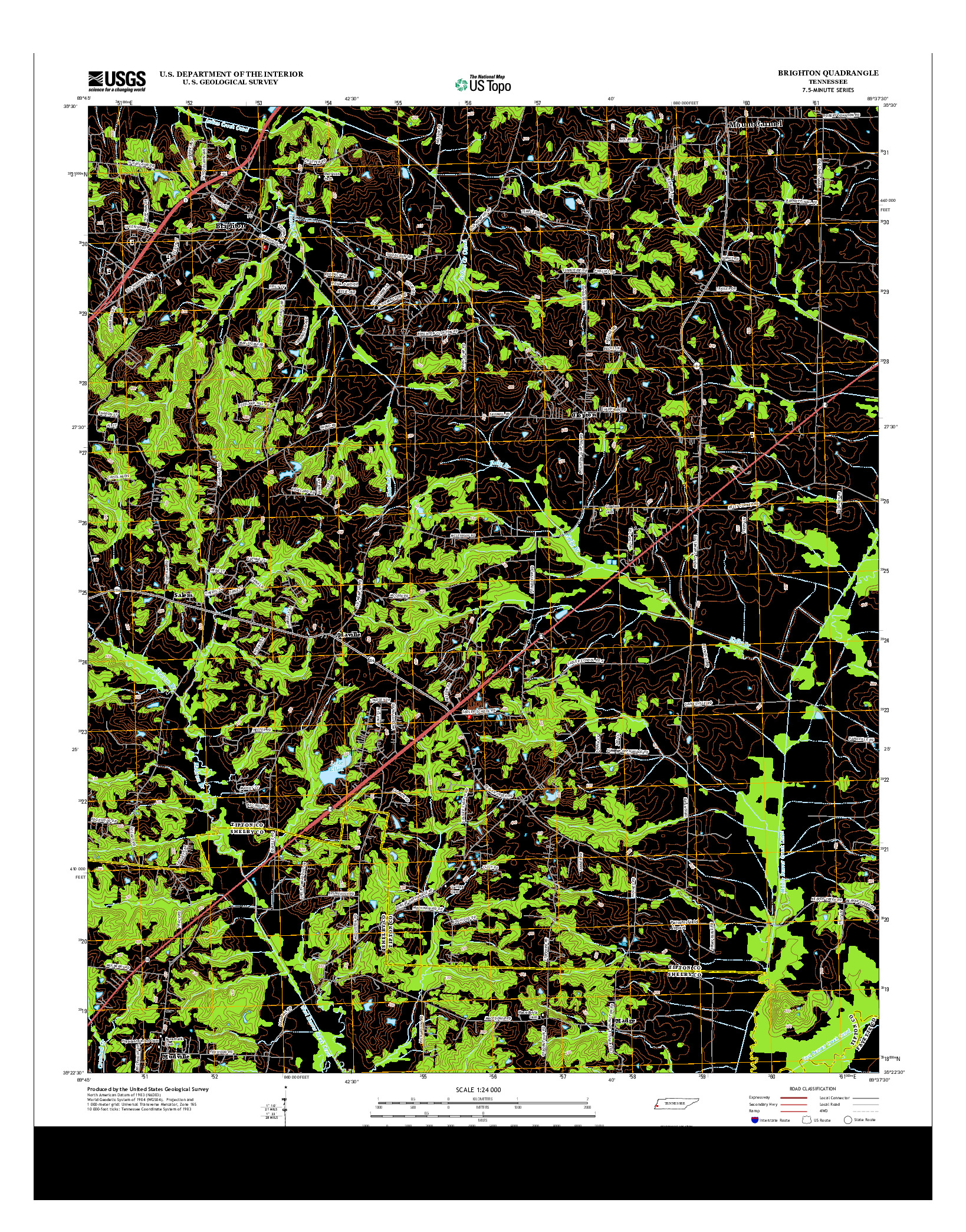 USGS US TOPO 7.5-MINUTE MAP FOR BRIGHTON, TN 2013