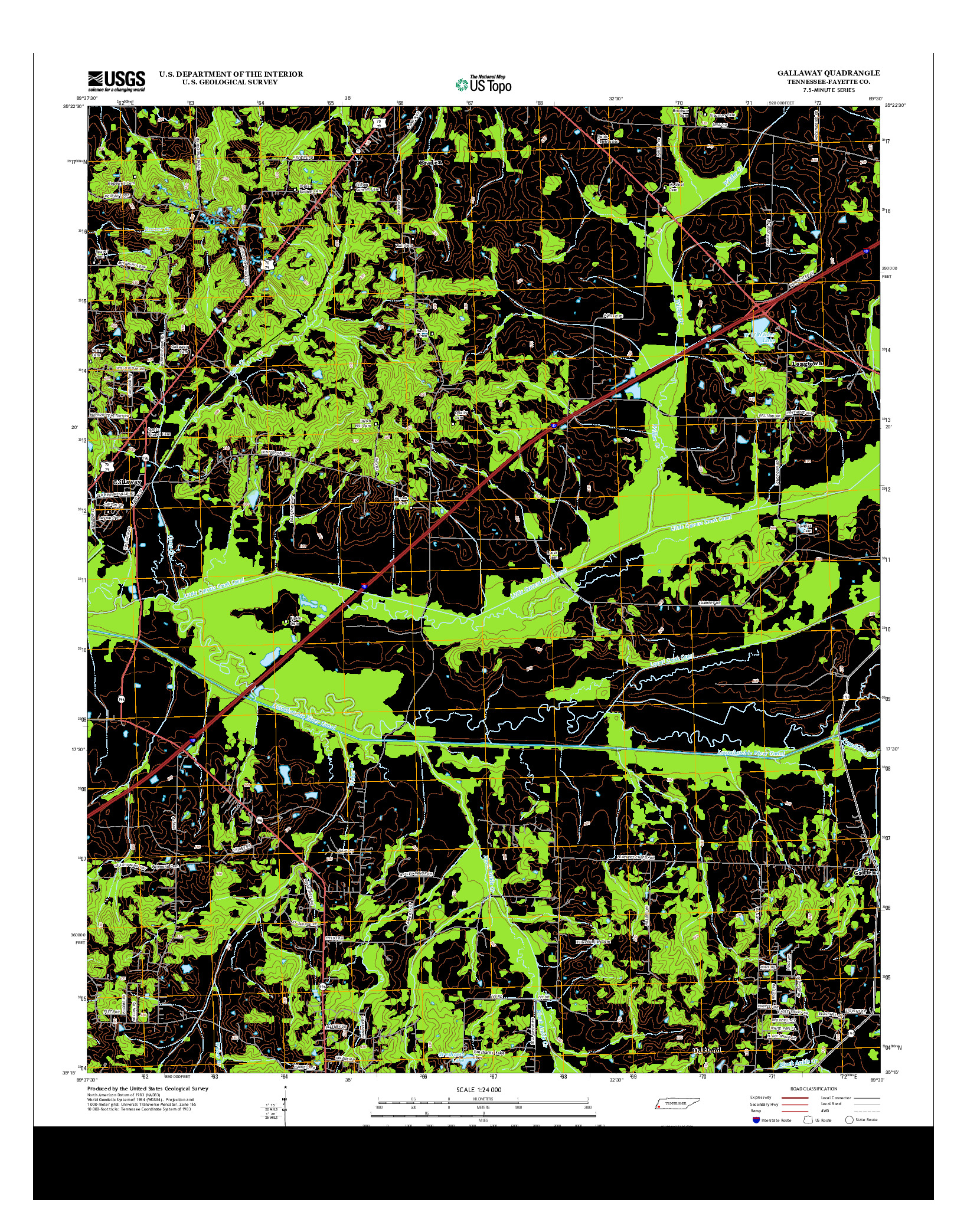 USGS US TOPO 7.5-MINUTE MAP FOR GALLAWAY, TN 2013