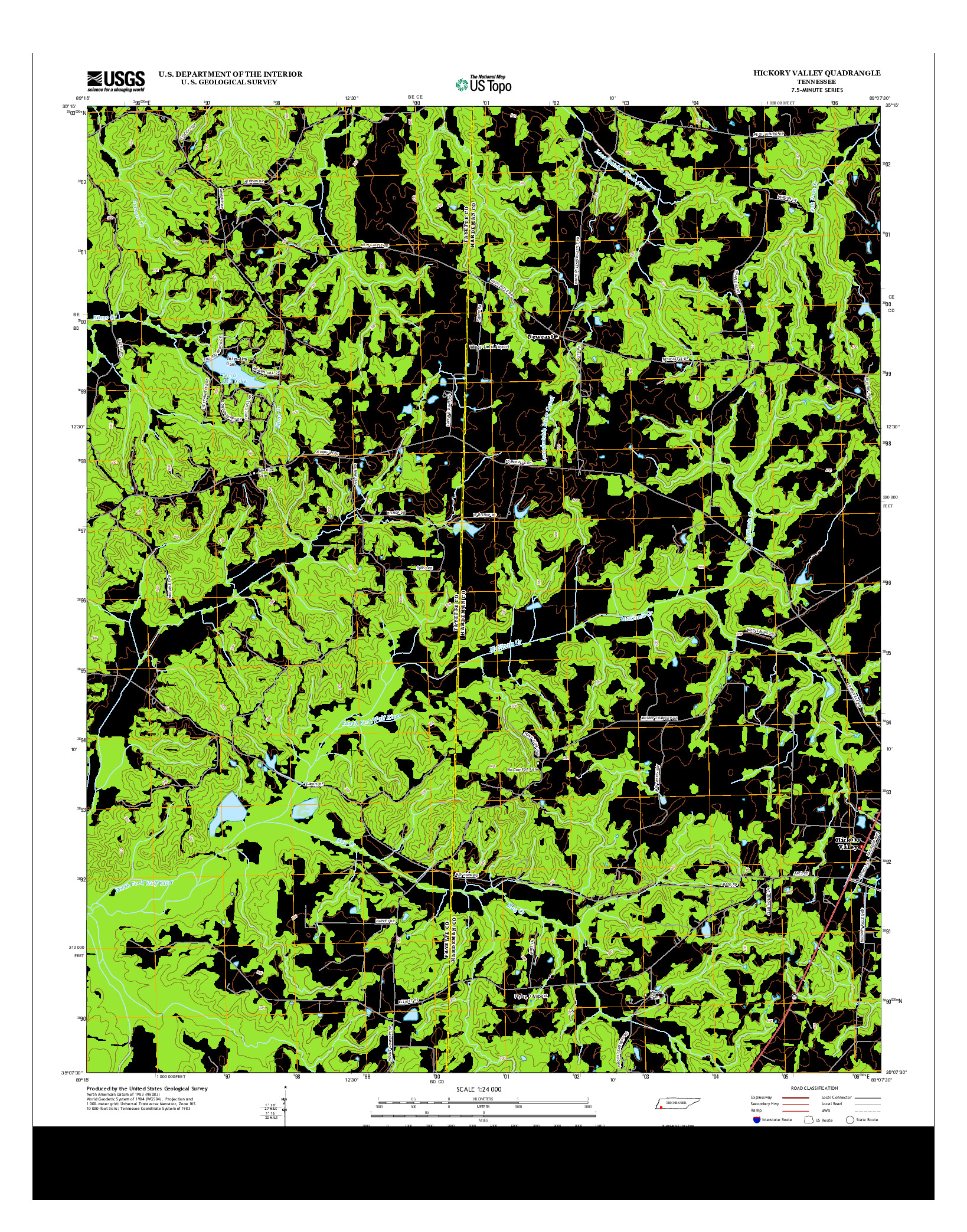 USGS US TOPO 7.5-MINUTE MAP FOR HICKORY VALLEY, TN 2013