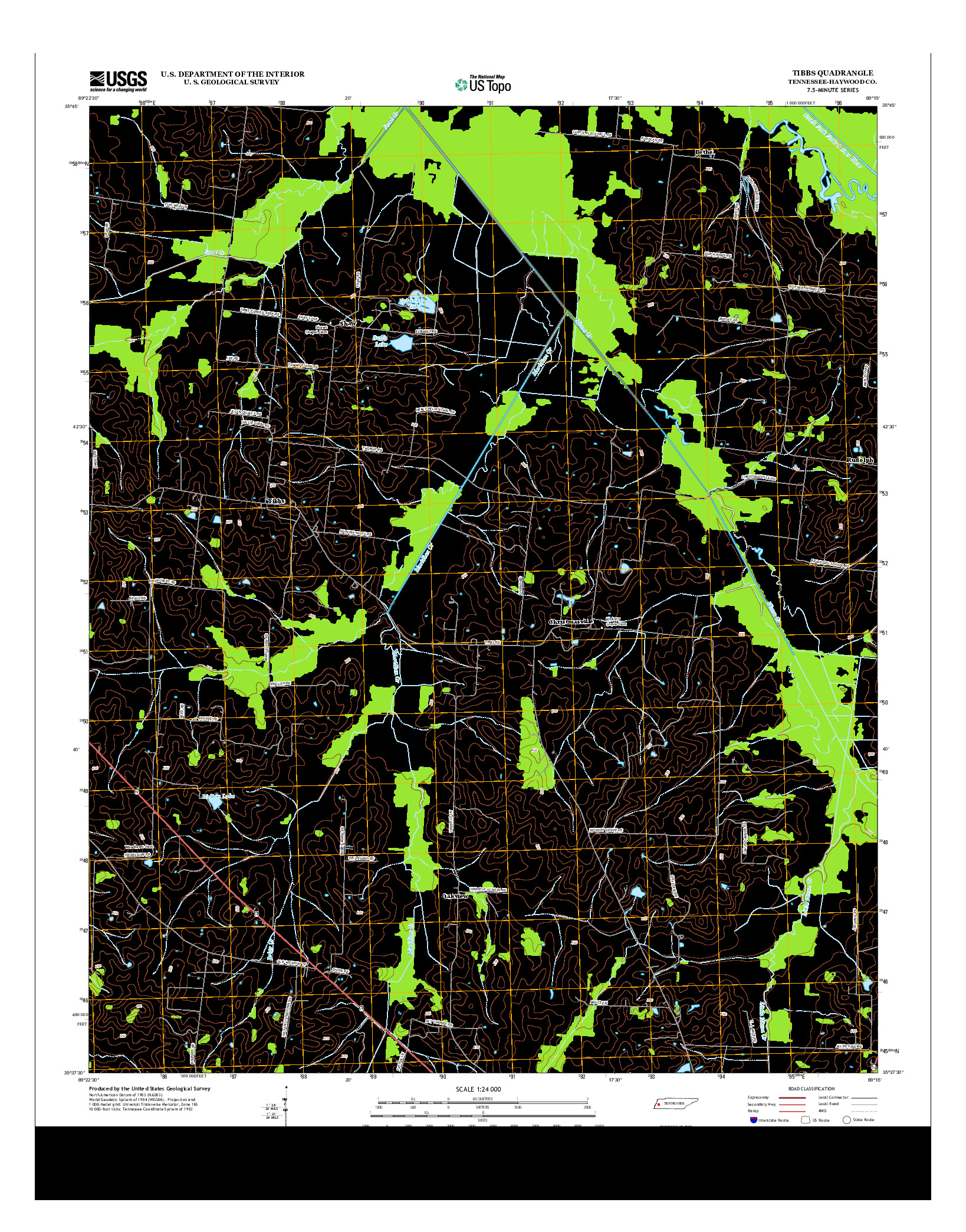 USGS US TOPO 7.5-MINUTE MAP FOR TIBBS, TN 2013