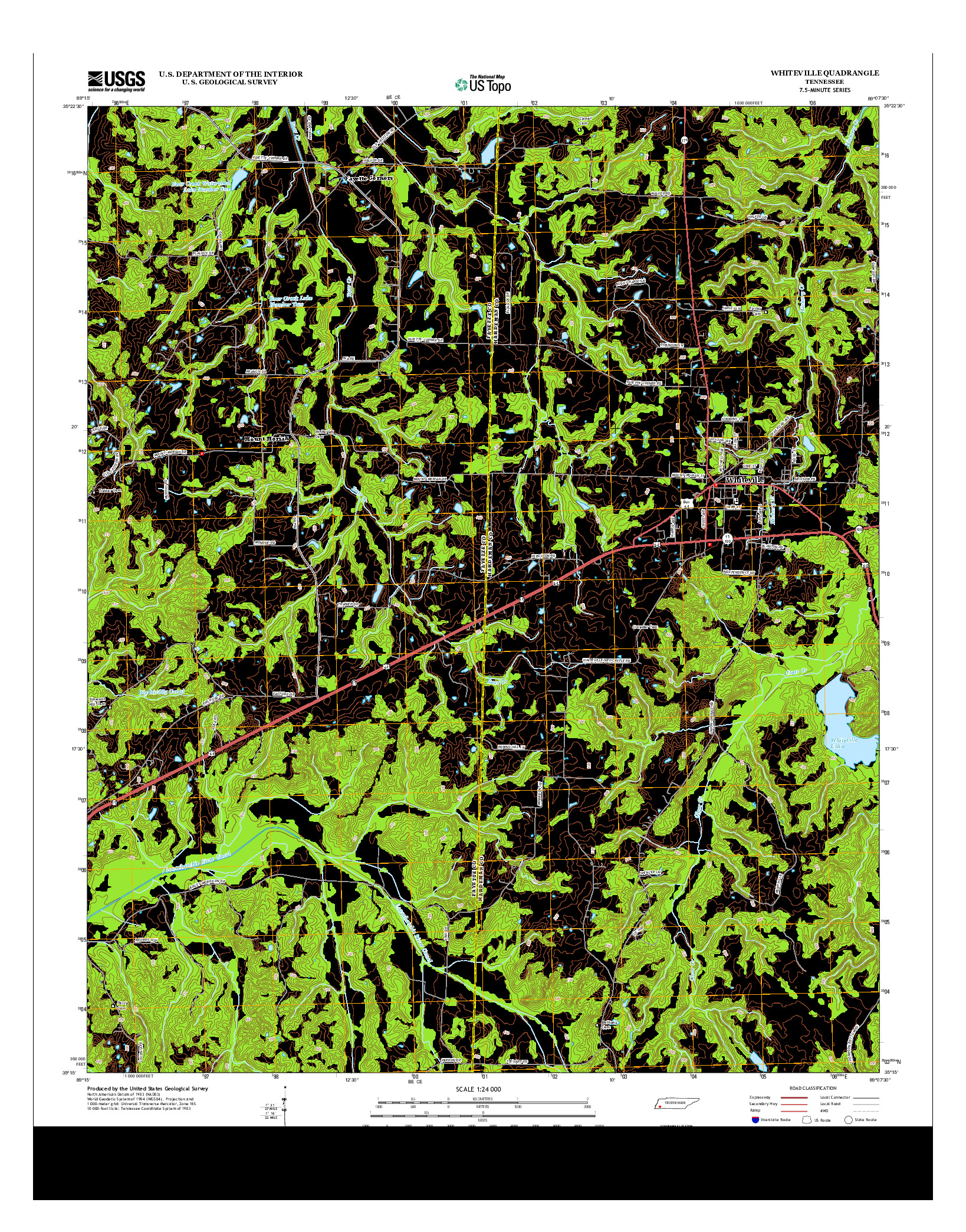 USGS US TOPO 7.5-MINUTE MAP FOR WHITEVILLE, TN 2013