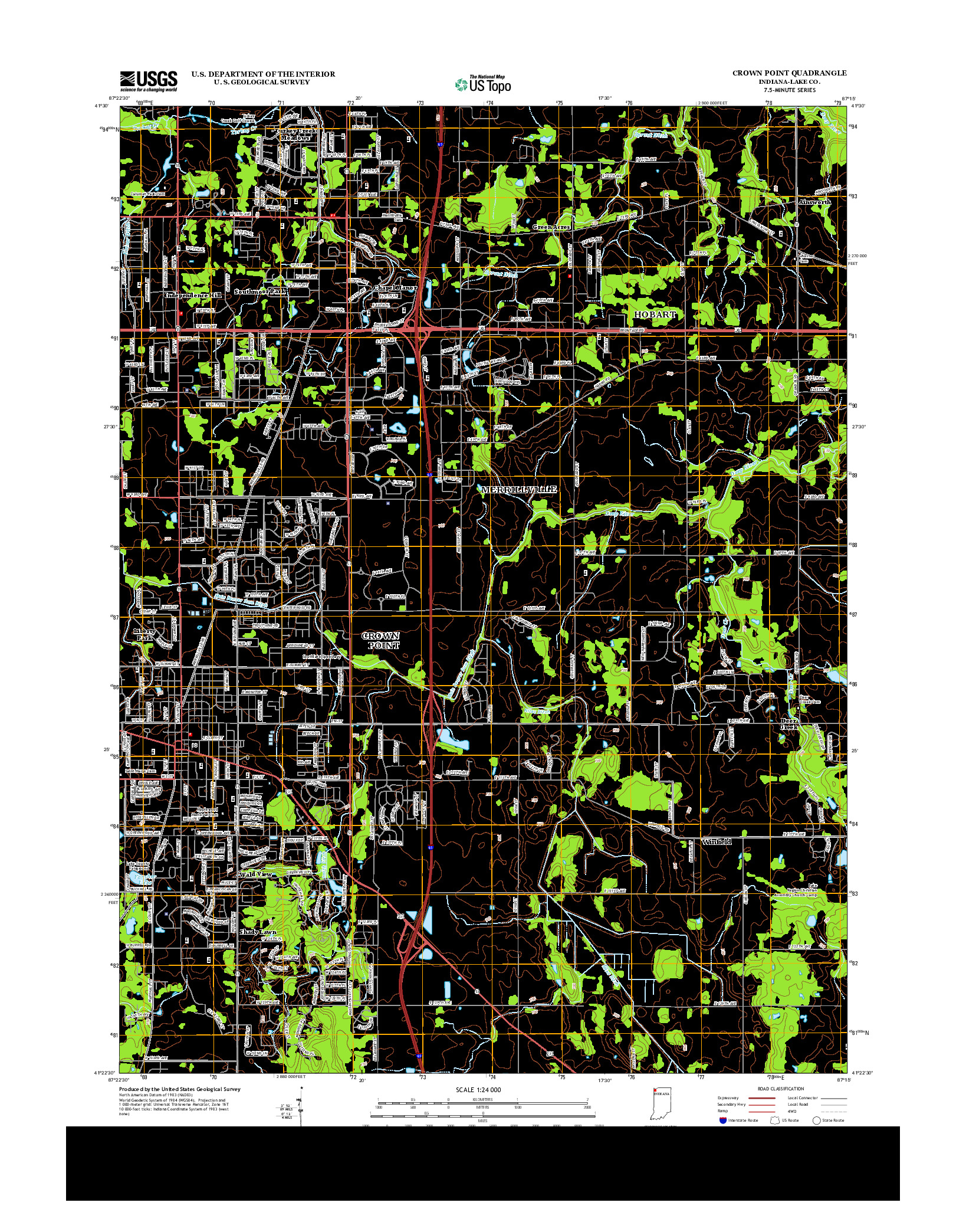 USGS US TOPO 7.5-MINUTE MAP FOR CROWN POINT, IN 2013