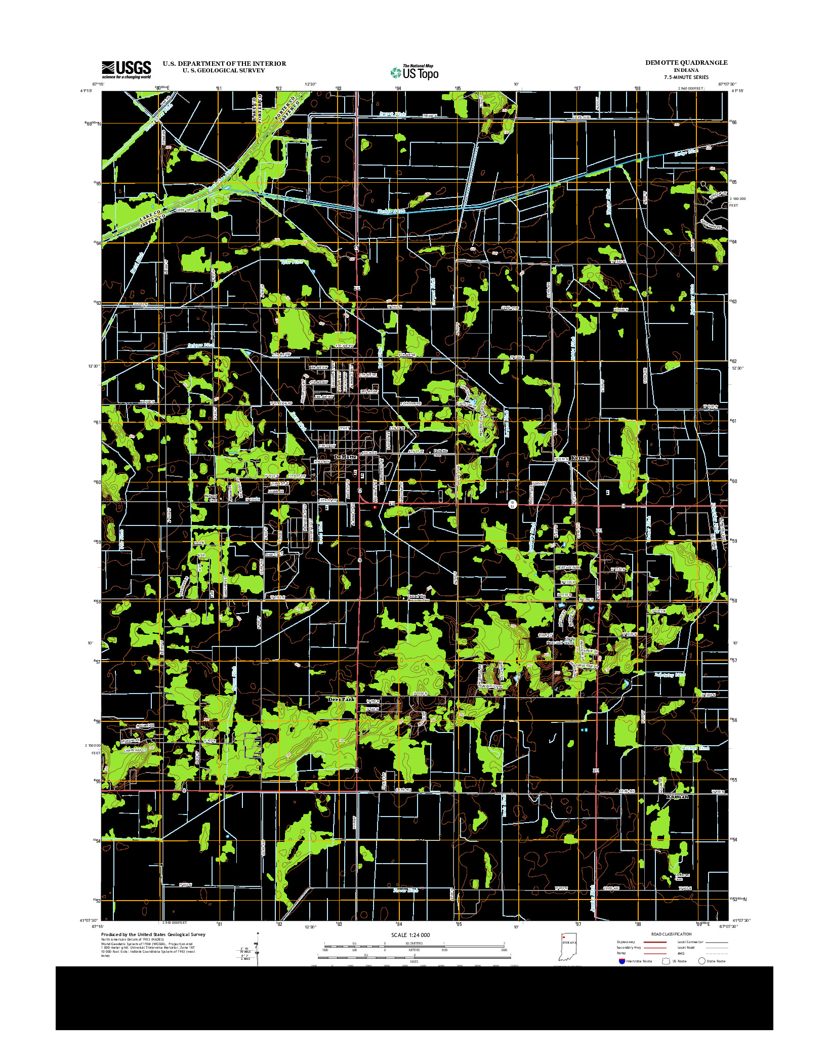 USGS US TOPO 7.5-MINUTE MAP FOR DEMOTTE, IN 2013