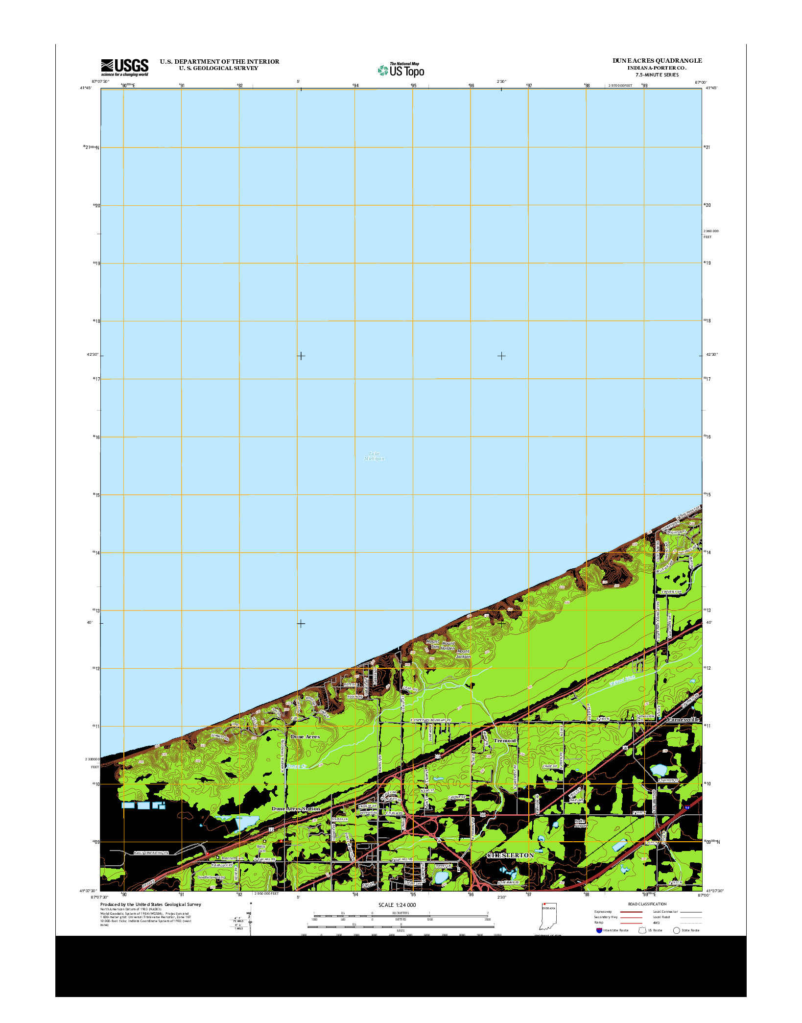 USGS US TOPO 7.5-MINUTE MAP FOR DUNE ACRES, IN 2013