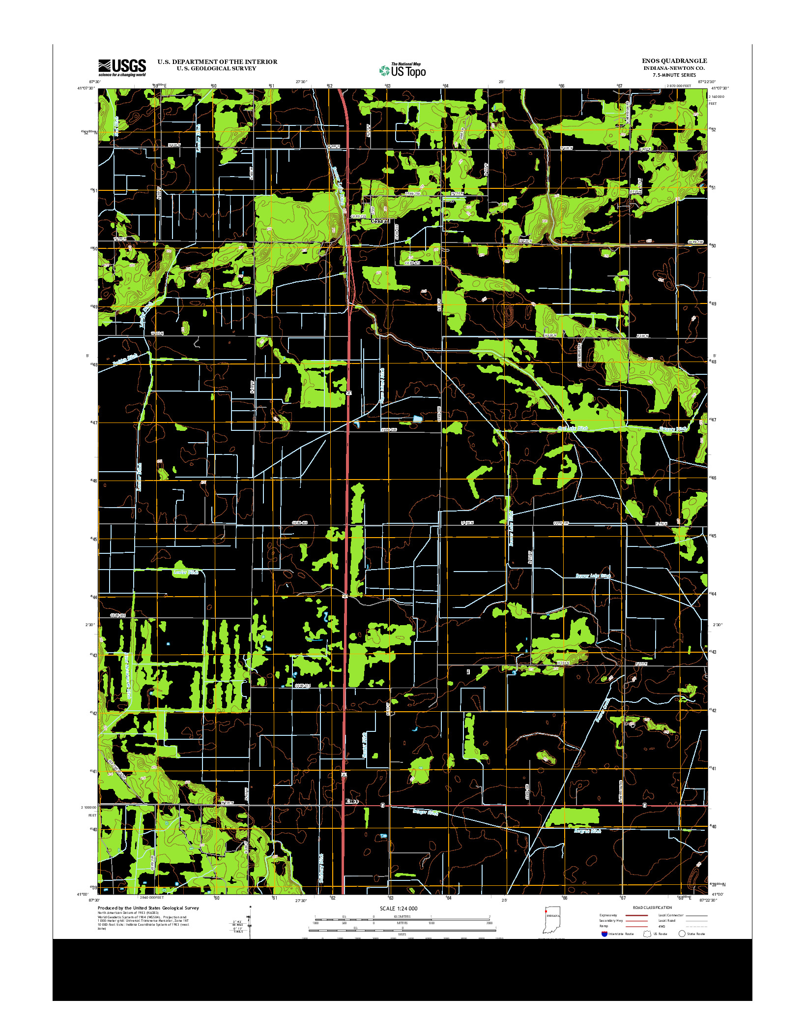 USGS US TOPO 7.5-MINUTE MAP FOR ENOS, IN 2013