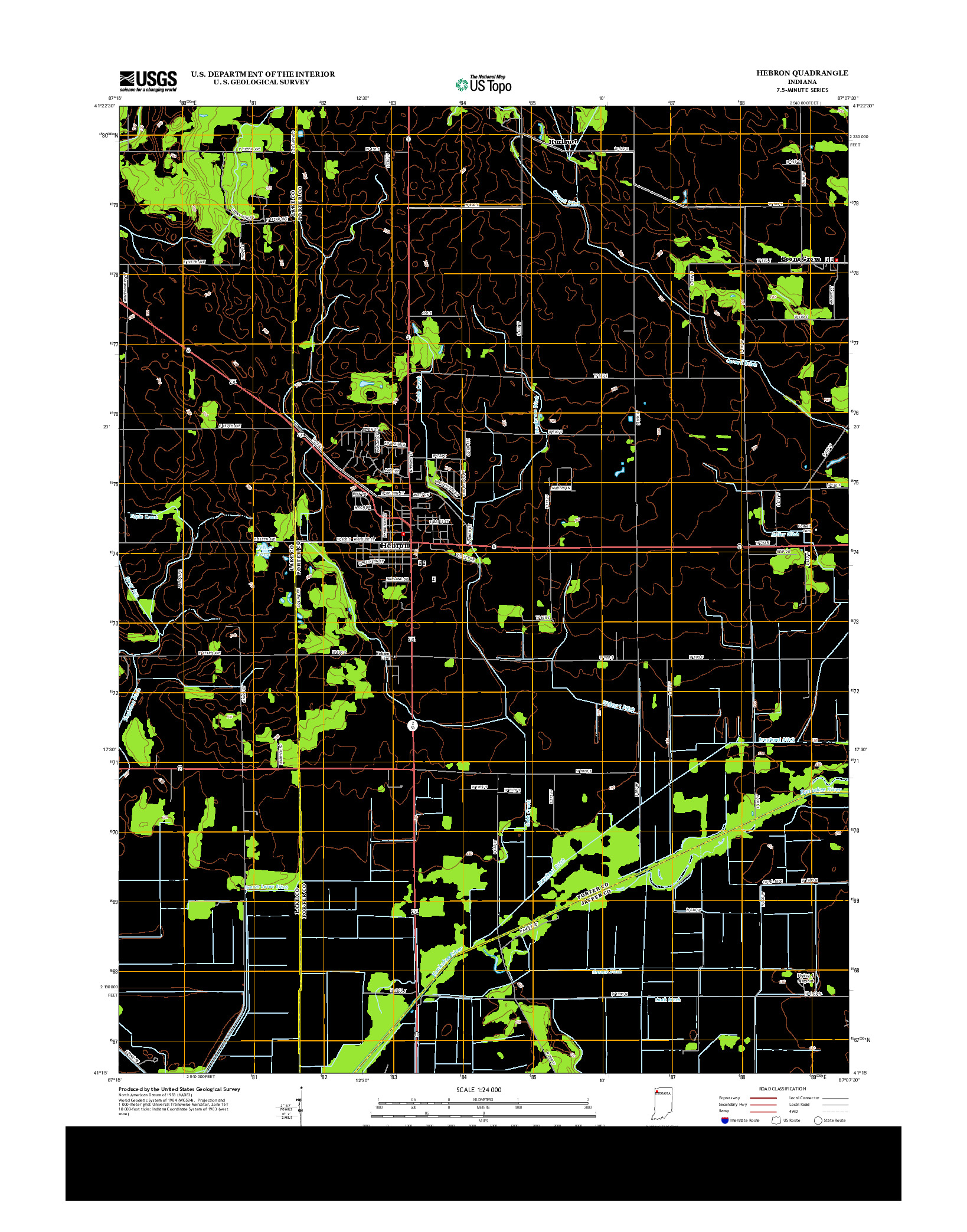 USGS US TOPO 7.5-MINUTE MAP FOR HEBRON, IN 2013