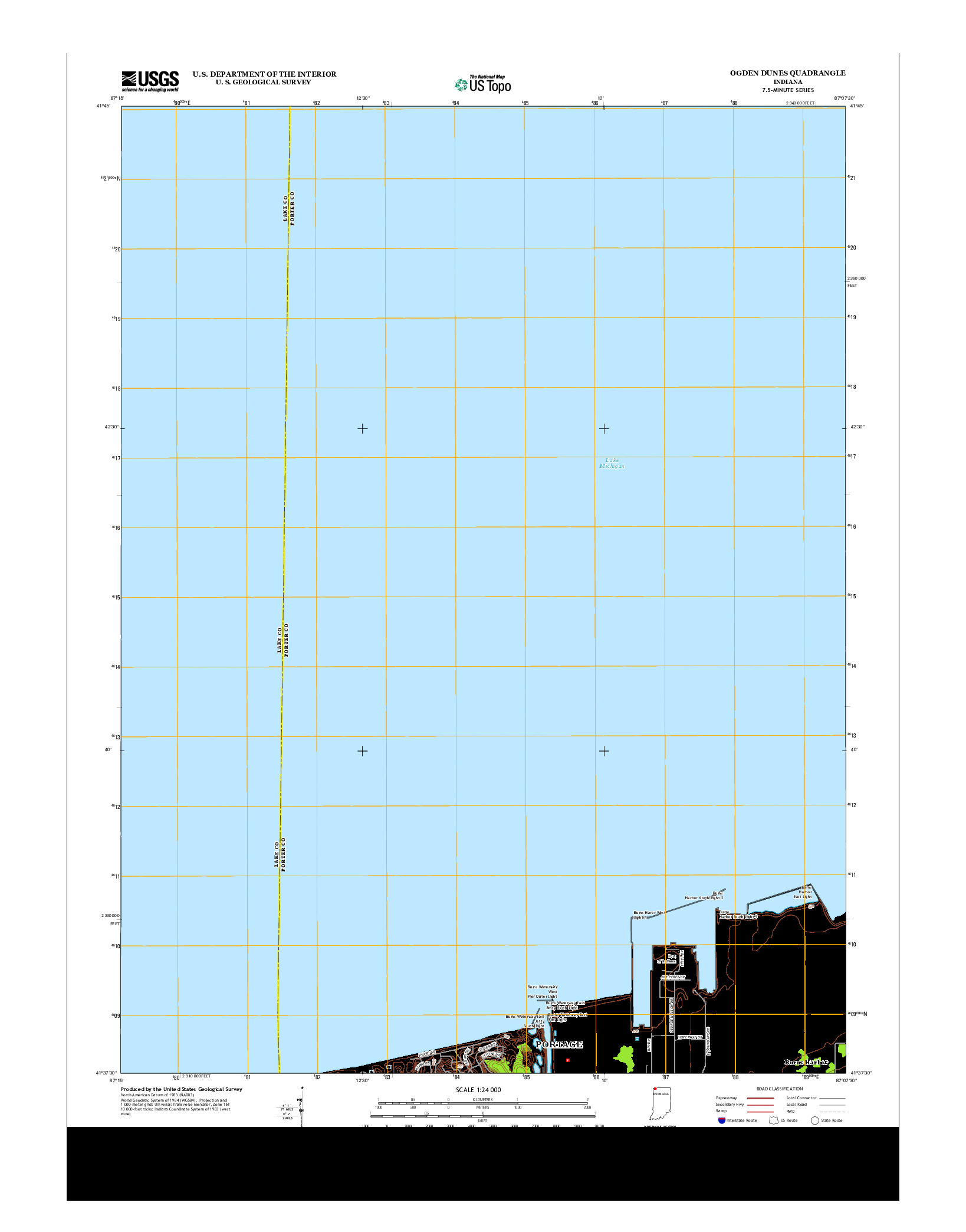 USGS US TOPO 7.5-MINUTE MAP FOR OGDEN DUNES, IN 2013