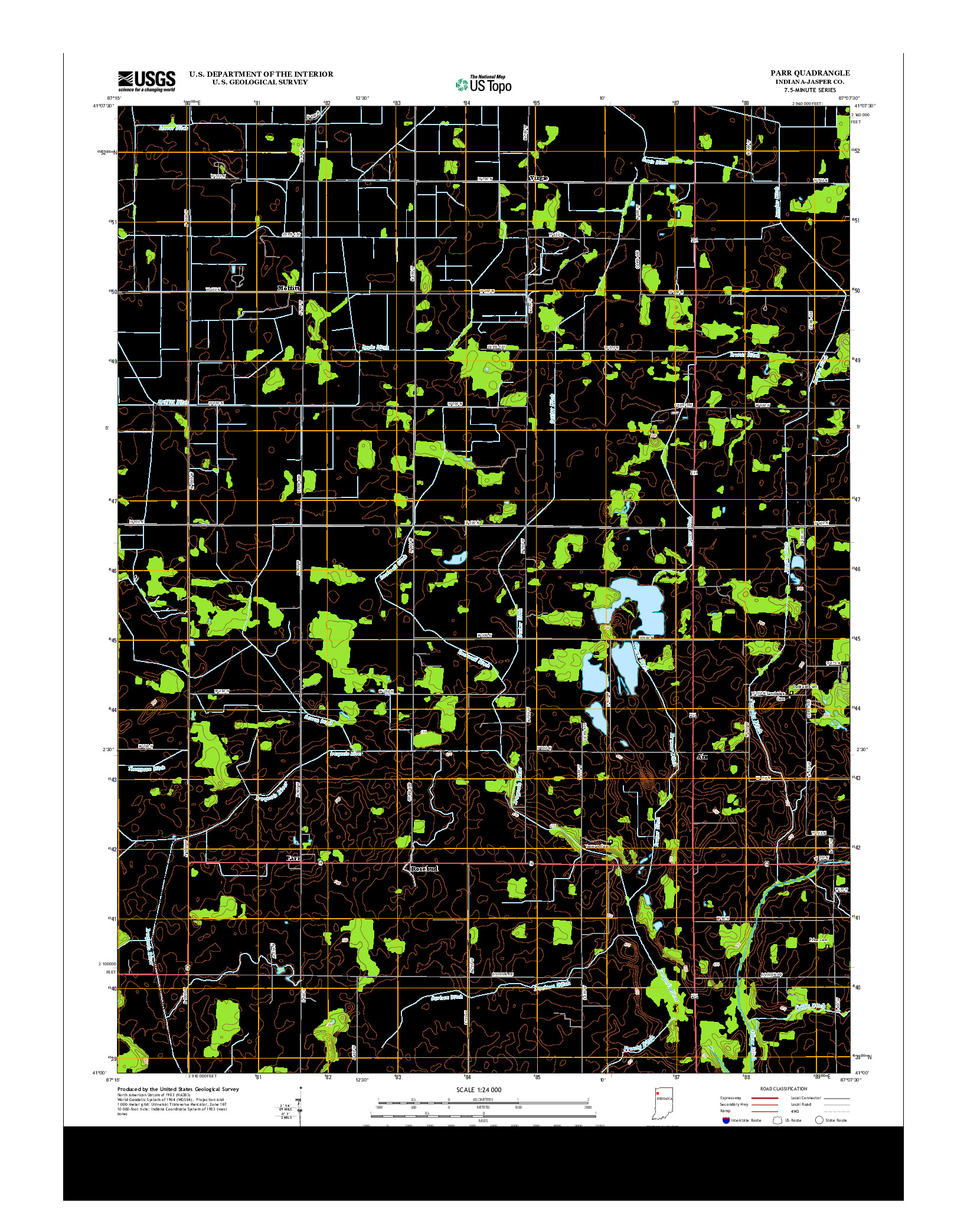 USGS US TOPO 7.5-MINUTE MAP FOR PARR, IN 2013