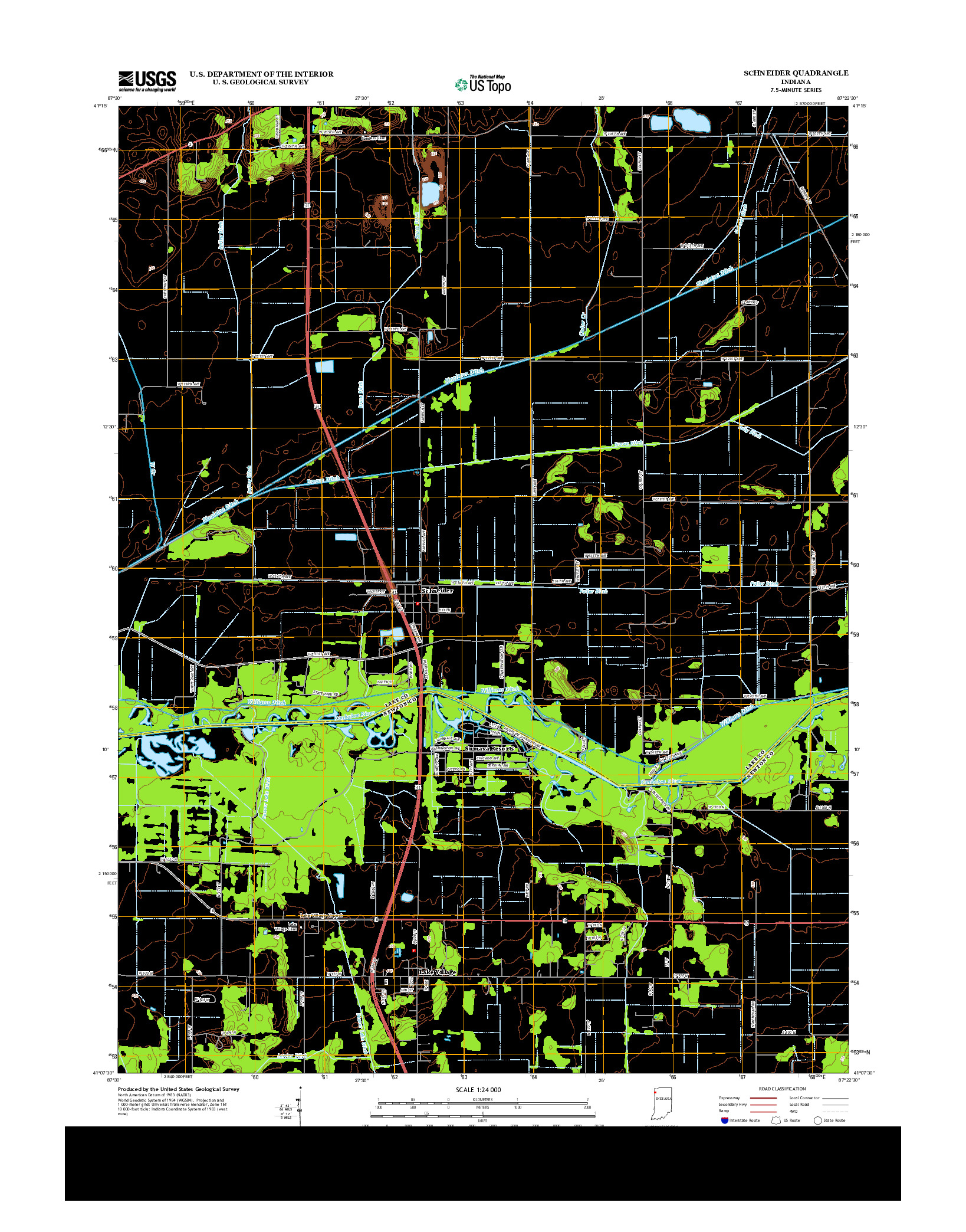 USGS US TOPO 7.5-MINUTE MAP FOR SCHNEIDER, IN 2013