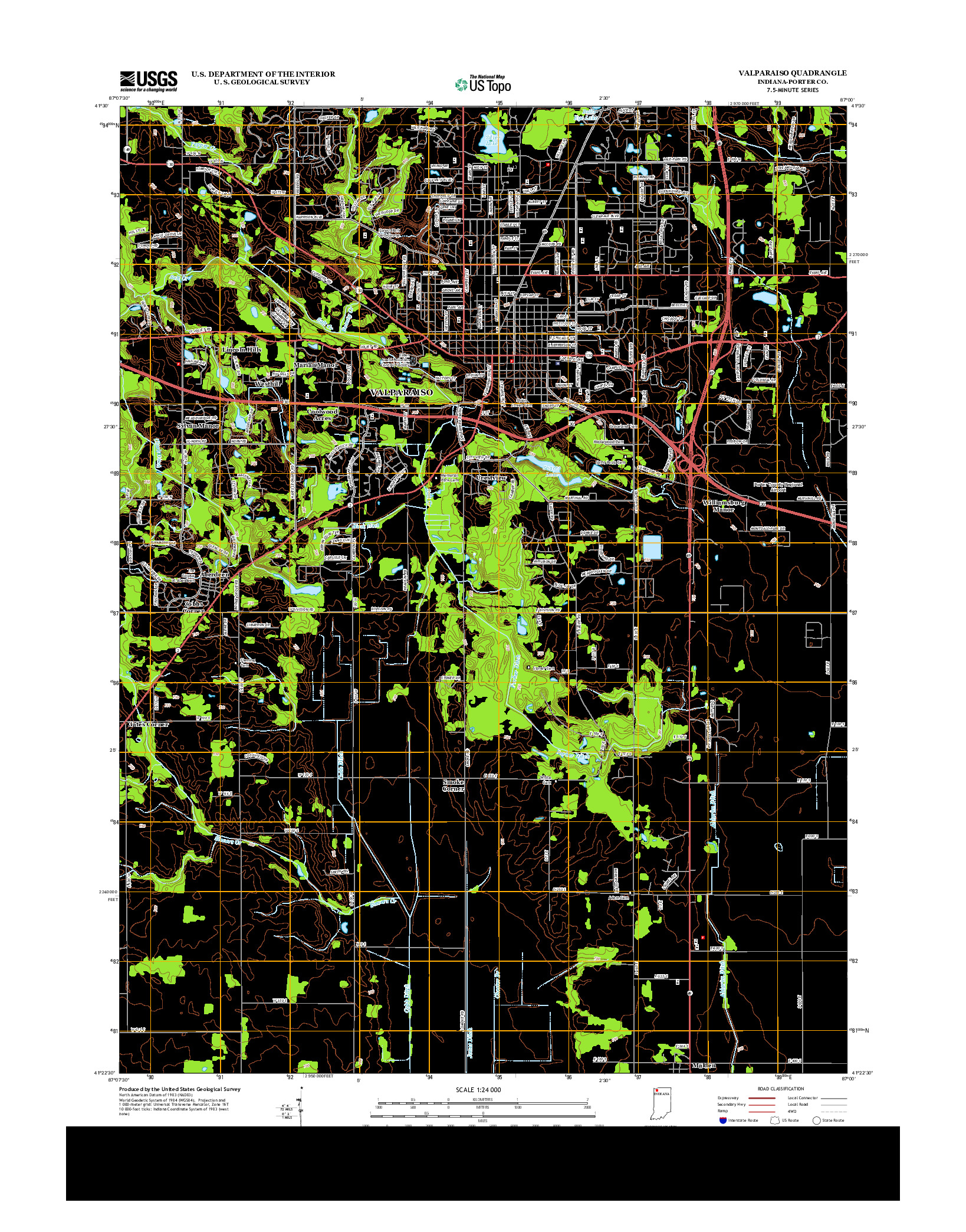 USGS US TOPO 7.5-MINUTE MAP FOR VALPARAISO, IN 2013