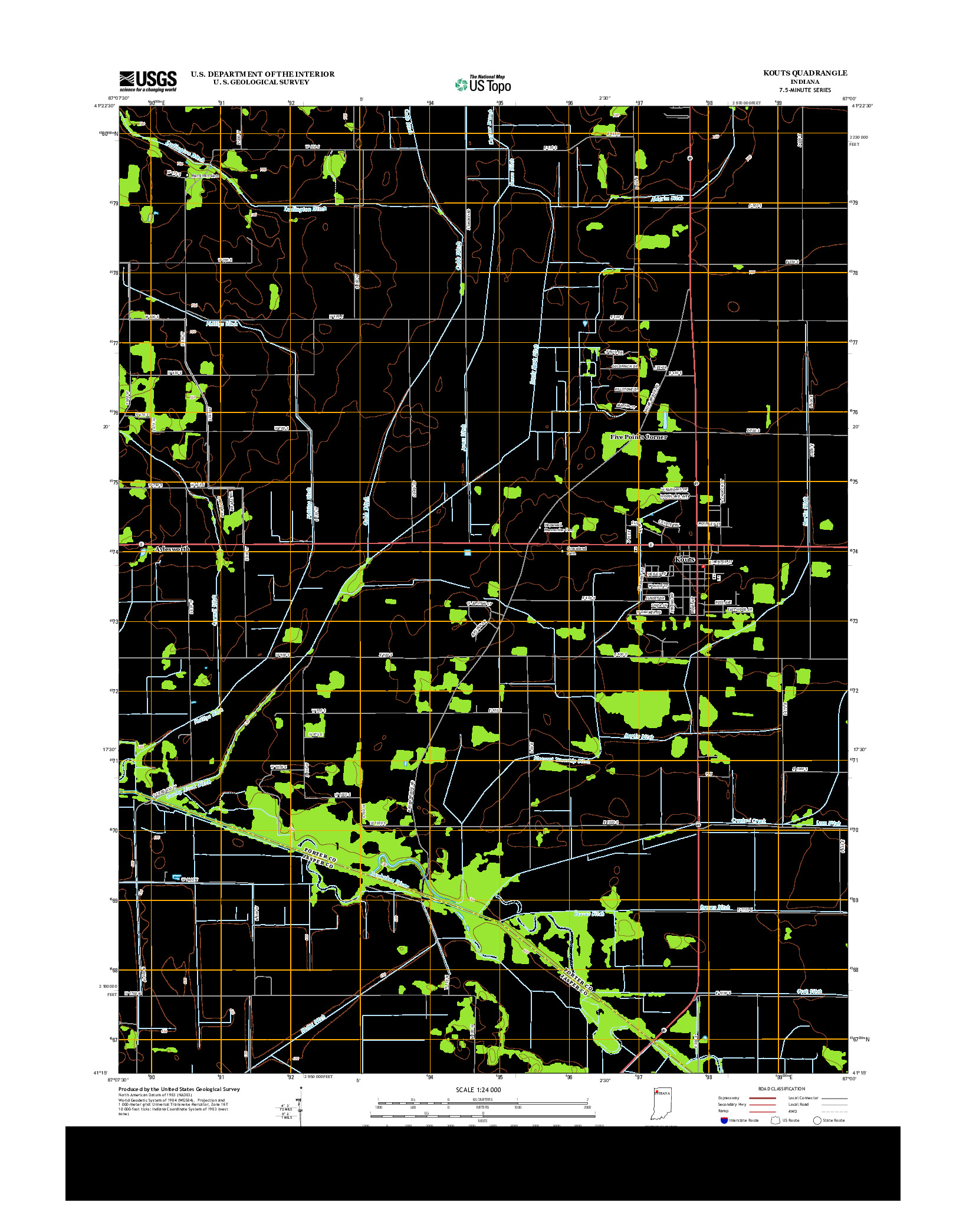 USGS US TOPO 7.5-MINUTE MAP FOR KOUTS, IN 2013