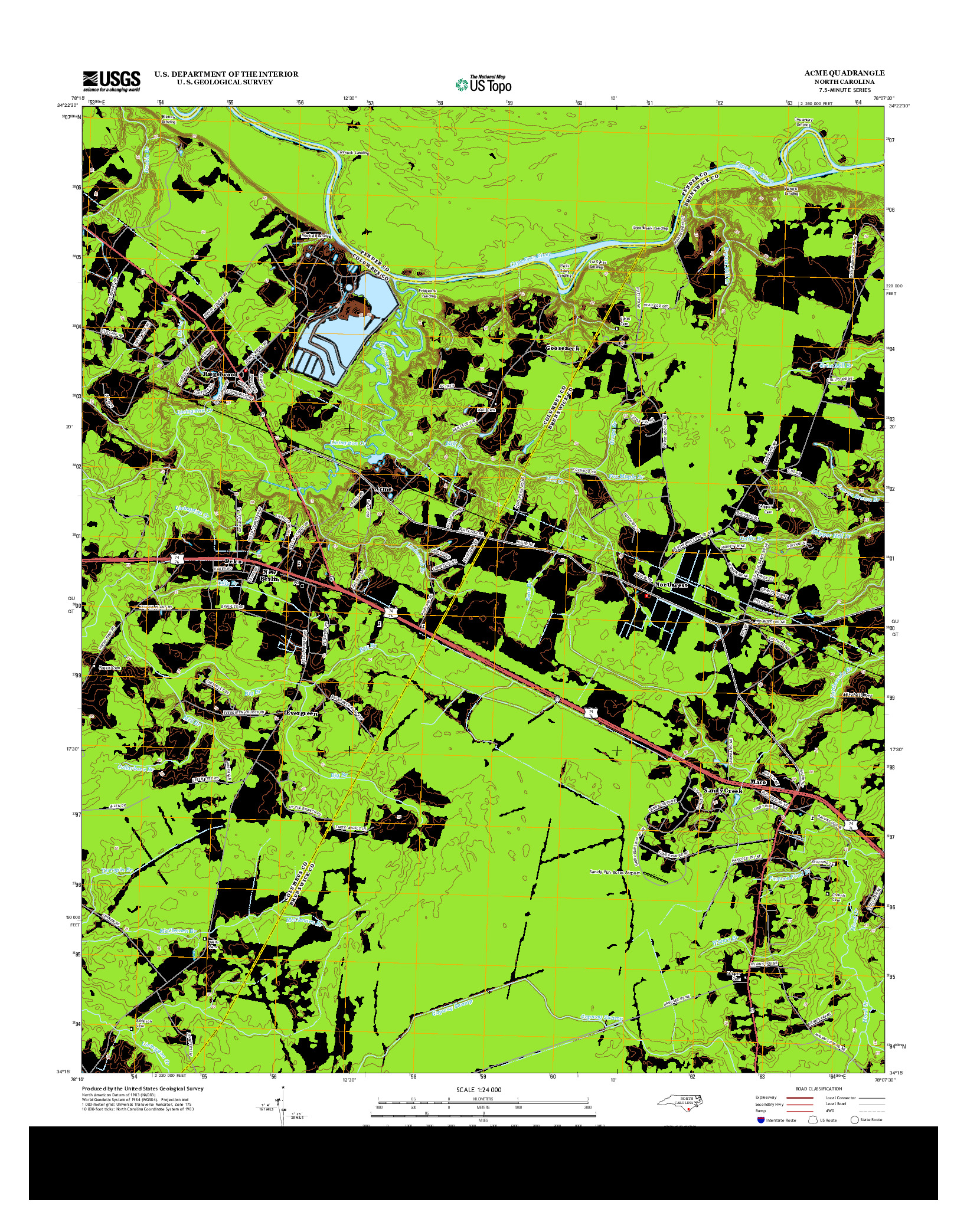 USGS US TOPO 7.5-MINUTE MAP FOR ACME, NC 2013