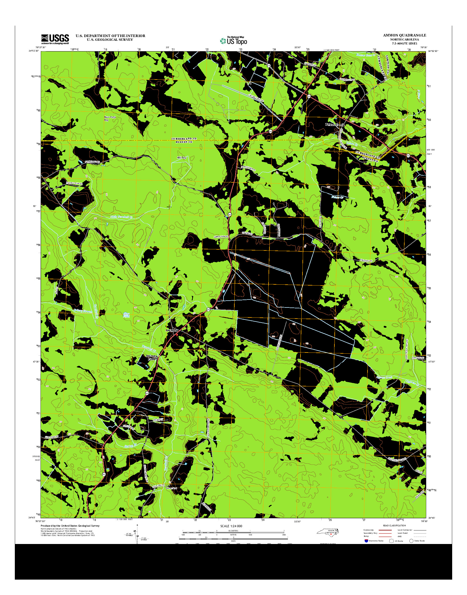 USGS US TOPO 7.5-MINUTE MAP FOR AMMON, NC 2013