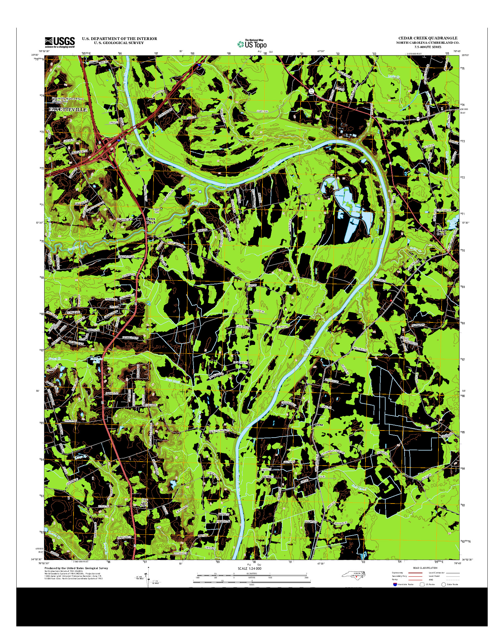 USGS US TOPO 7.5-MINUTE MAP FOR CEDAR CREEK, NC 2013