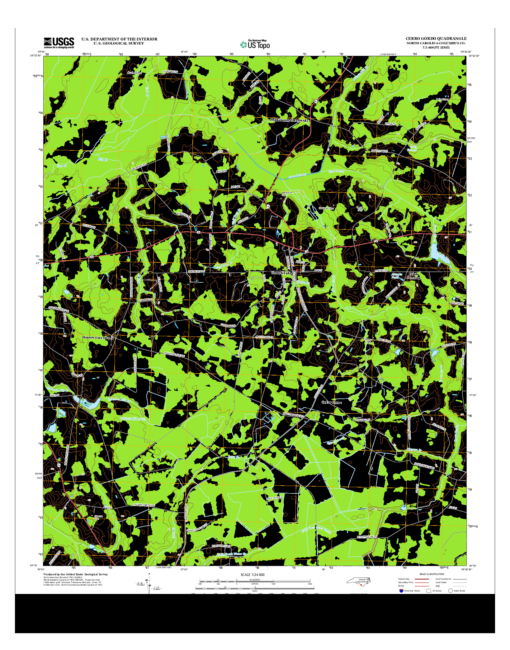 USGS US TOPO 7.5-MINUTE MAP FOR CERRO GORDO, NC 2013