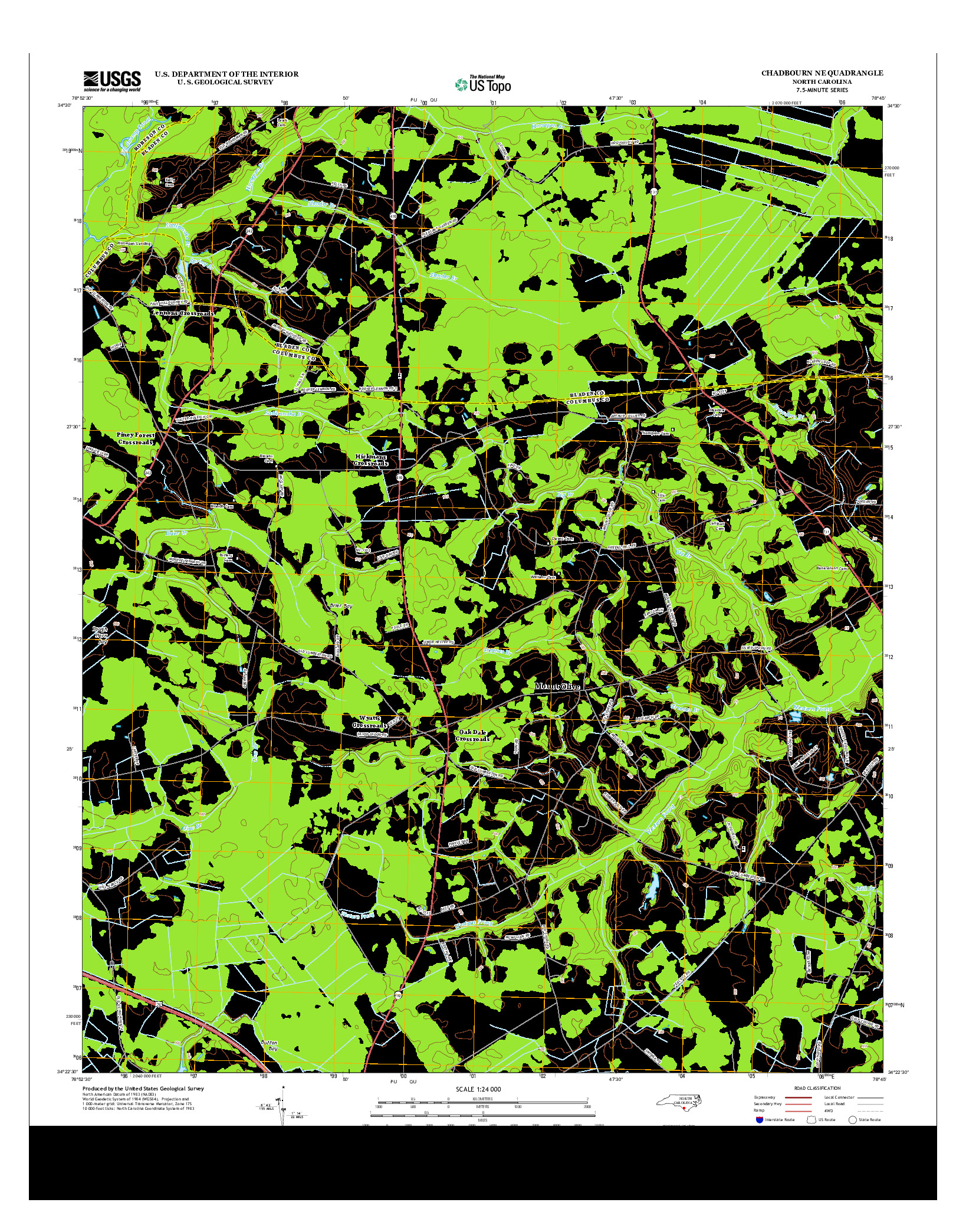 USGS US TOPO 7.5-MINUTE MAP FOR CHADBOURN NE, NC 2013