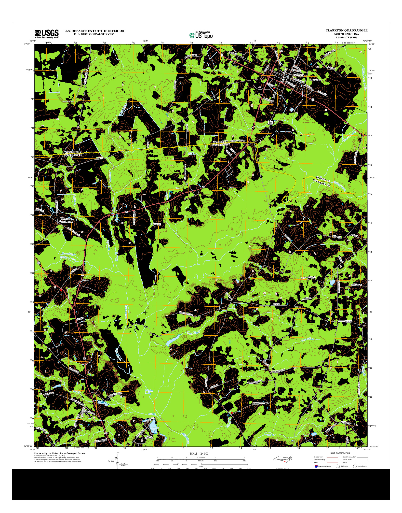 USGS US TOPO 7.5-MINUTE MAP FOR CLARKTON, NC 2013