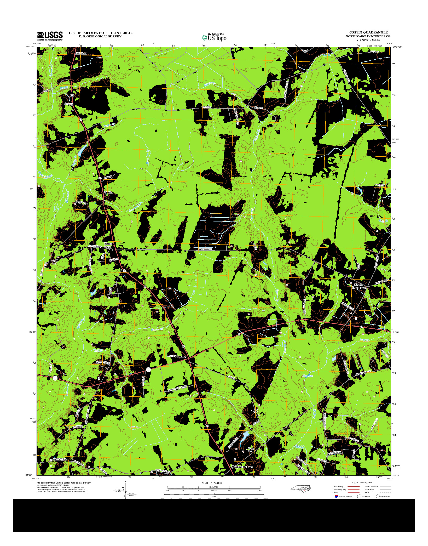 USGS US TOPO 7.5-MINUTE MAP FOR COSTIN, NC 2013