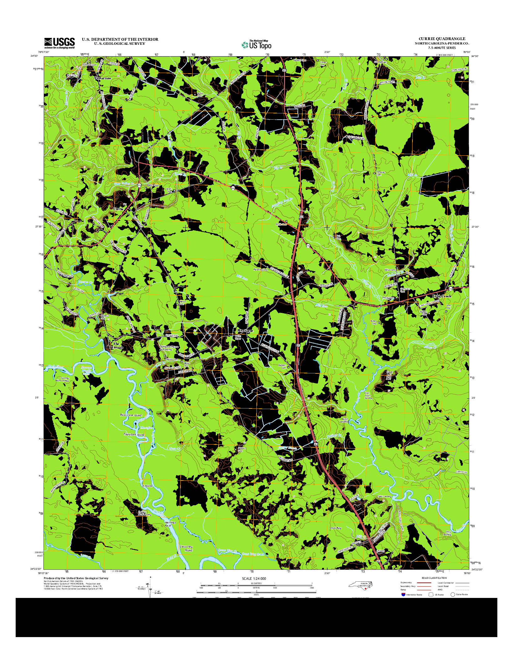 USGS US TOPO 7.5-MINUTE MAP FOR CURRIE, NC 2013