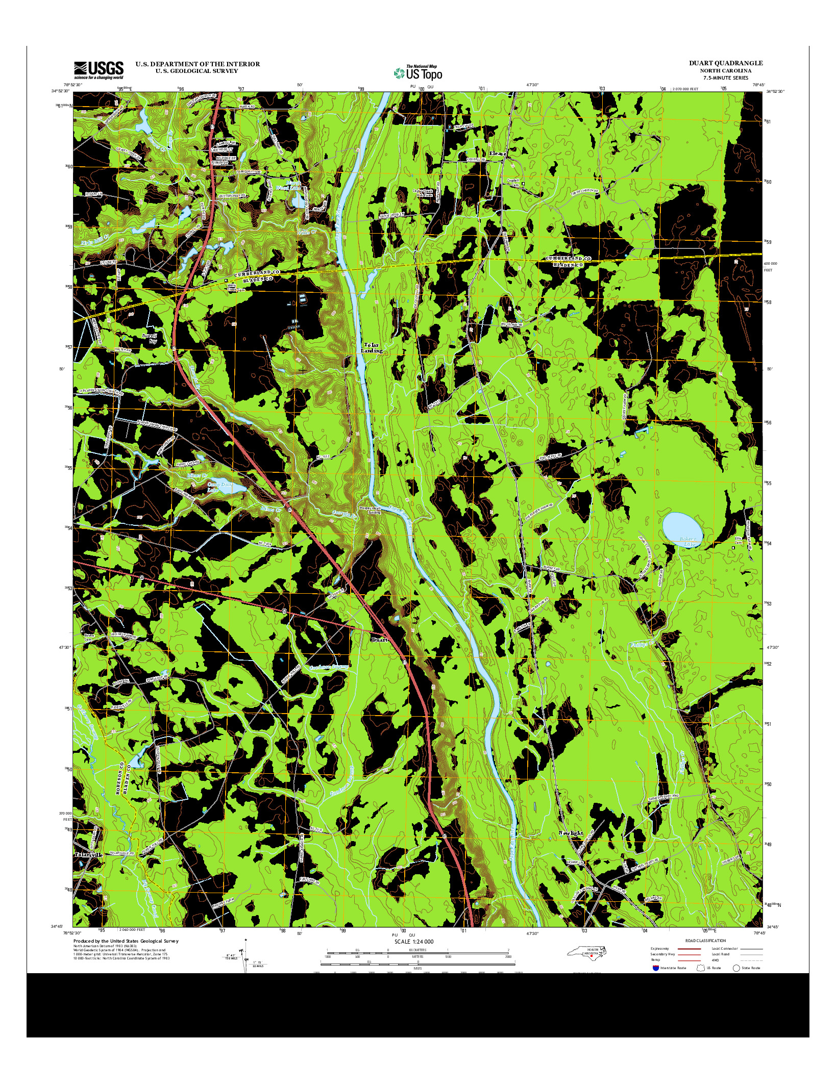 USGS US TOPO 7.5-MINUTE MAP FOR DUART, NC 2013