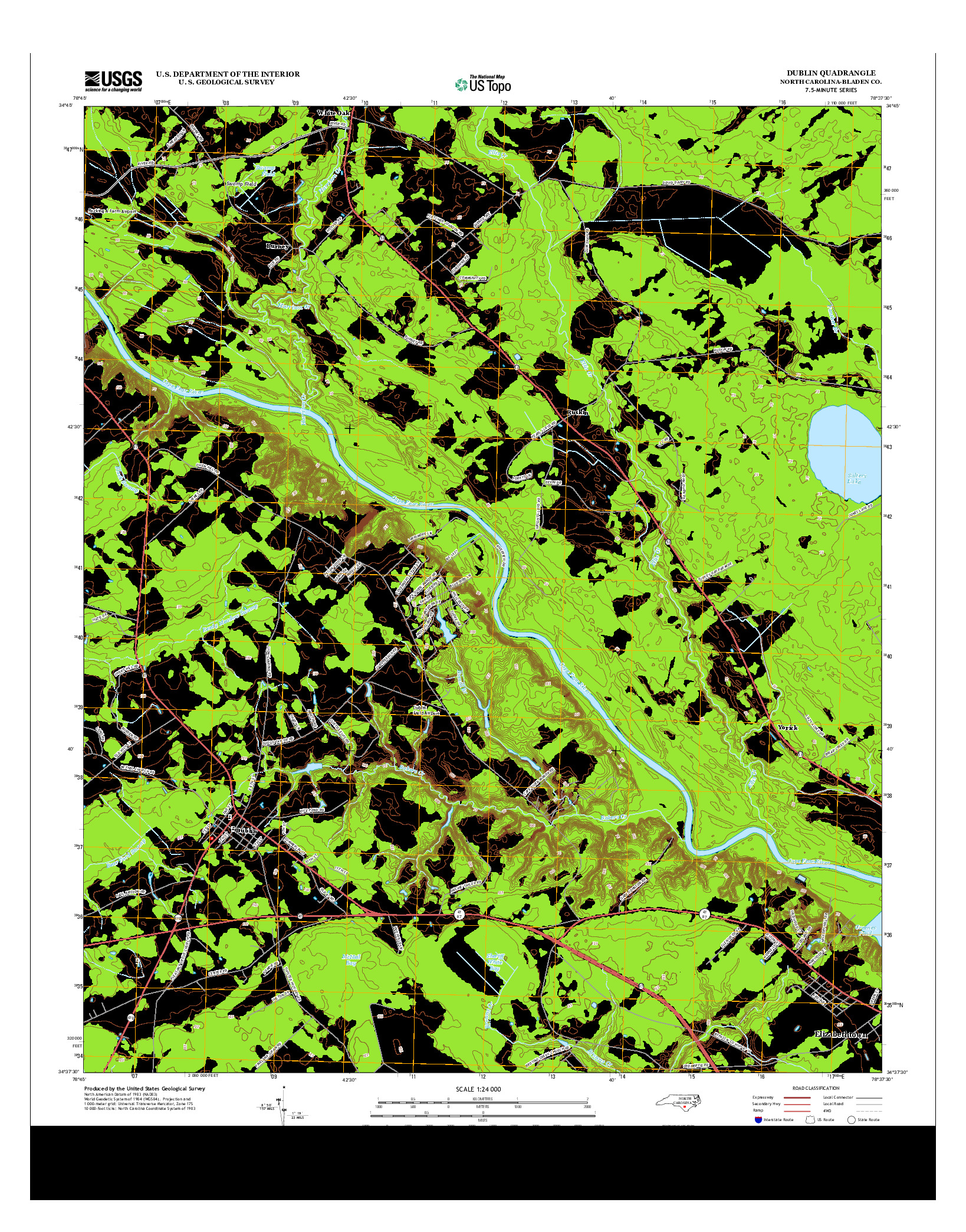 USGS US TOPO 7.5-MINUTE MAP FOR DUBLIN, NC 2013