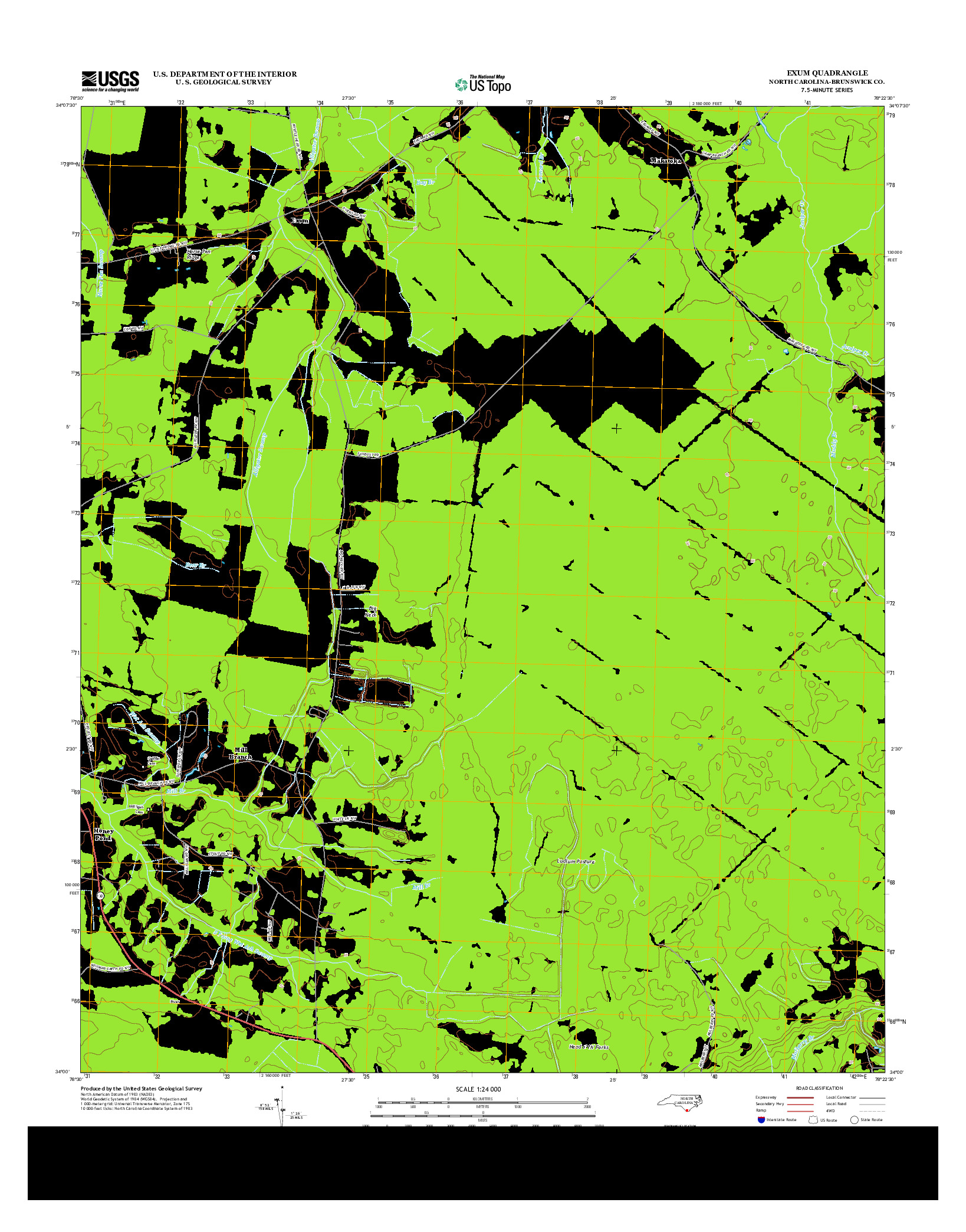 USGS US TOPO 7.5-MINUTE MAP FOR EXUM, NC 2013