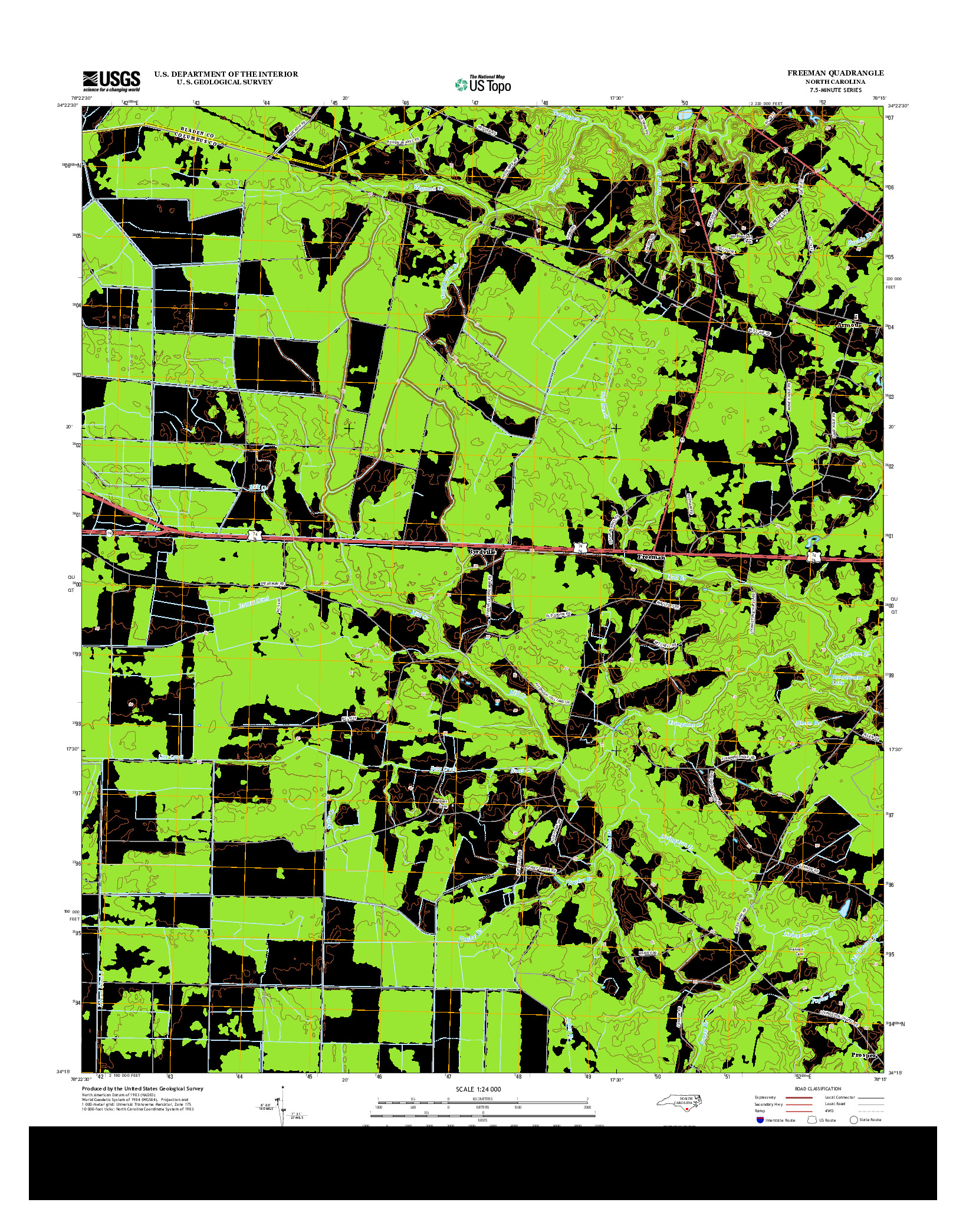 USGS US TOPO 7.5-MINUTE MAP FOR FREEMAN, NC 2013