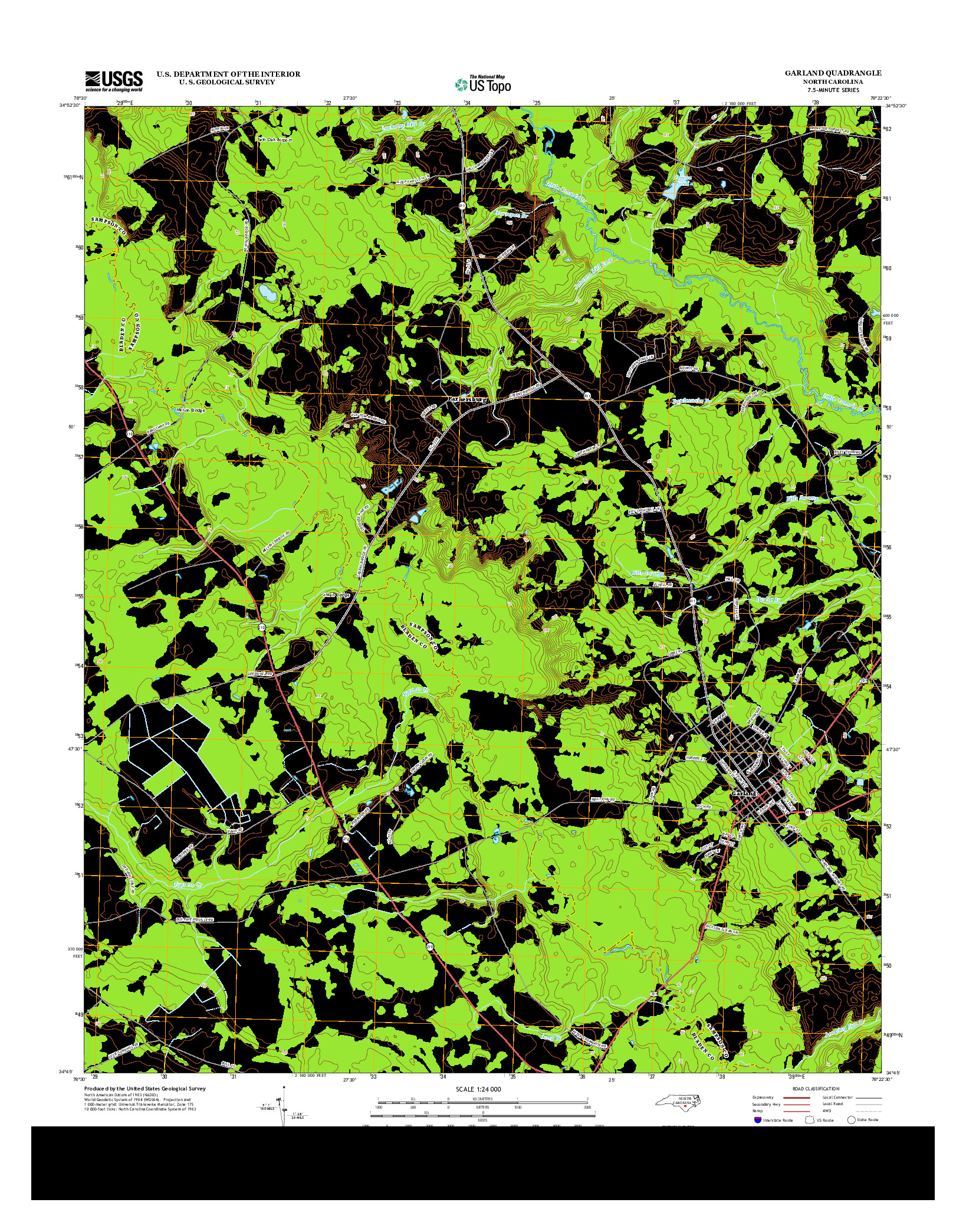 USGS US TOPO 7.5-MINUTE MAP FOR GARLAND, NC 2013