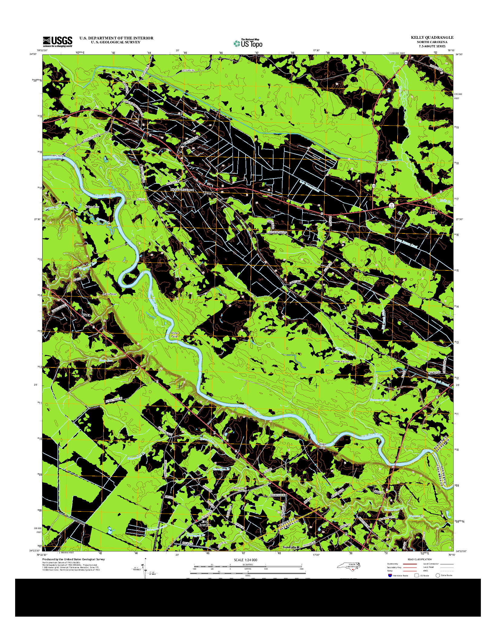 USGS US TOPO 7.5-MINUTE MAP FOR KELLY, NC 2013