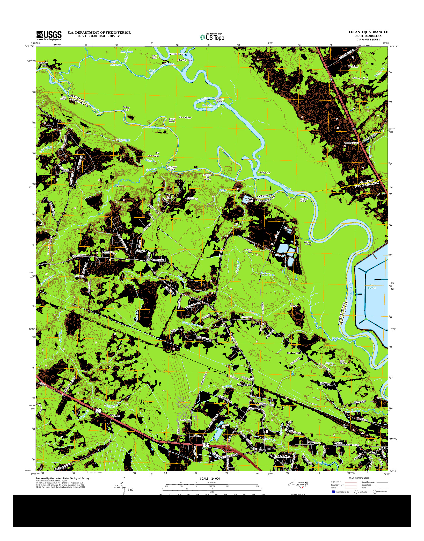 USGS US TOPO 7.5-MINUTE MAP FOR LELAND, NC 2013