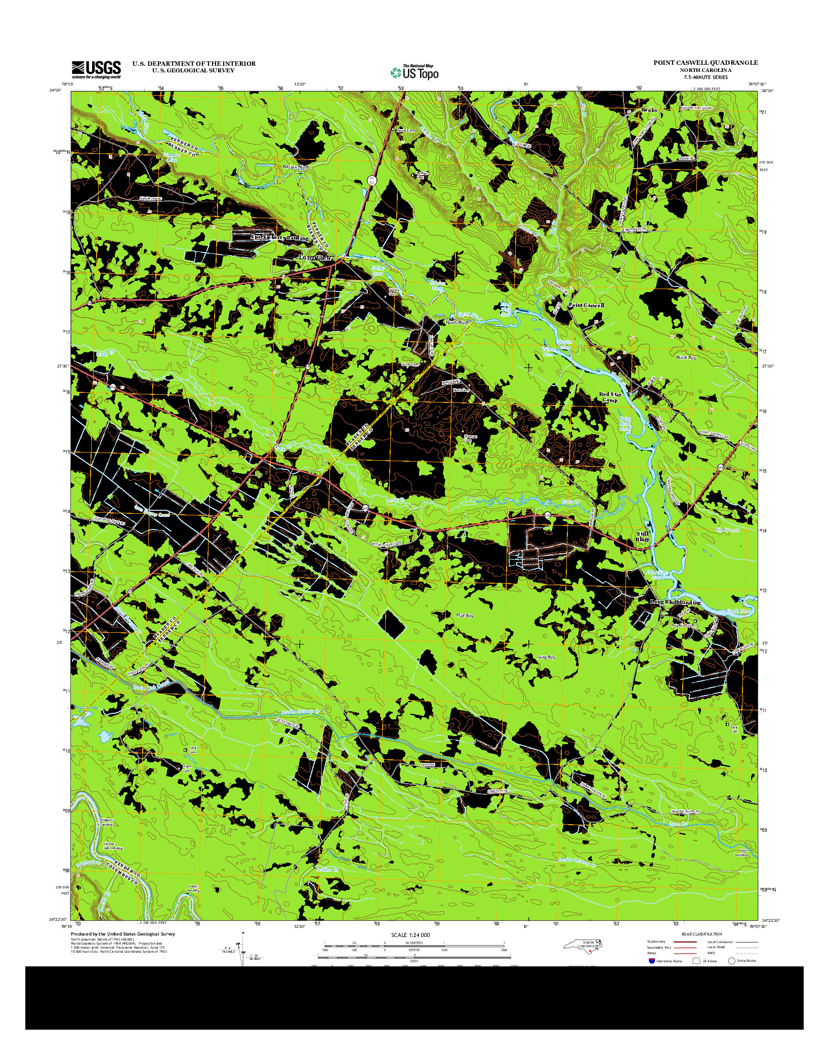 USGS US TOPO 7.5-MINUTE MAP FOR POINT CASWELL, NC 2013