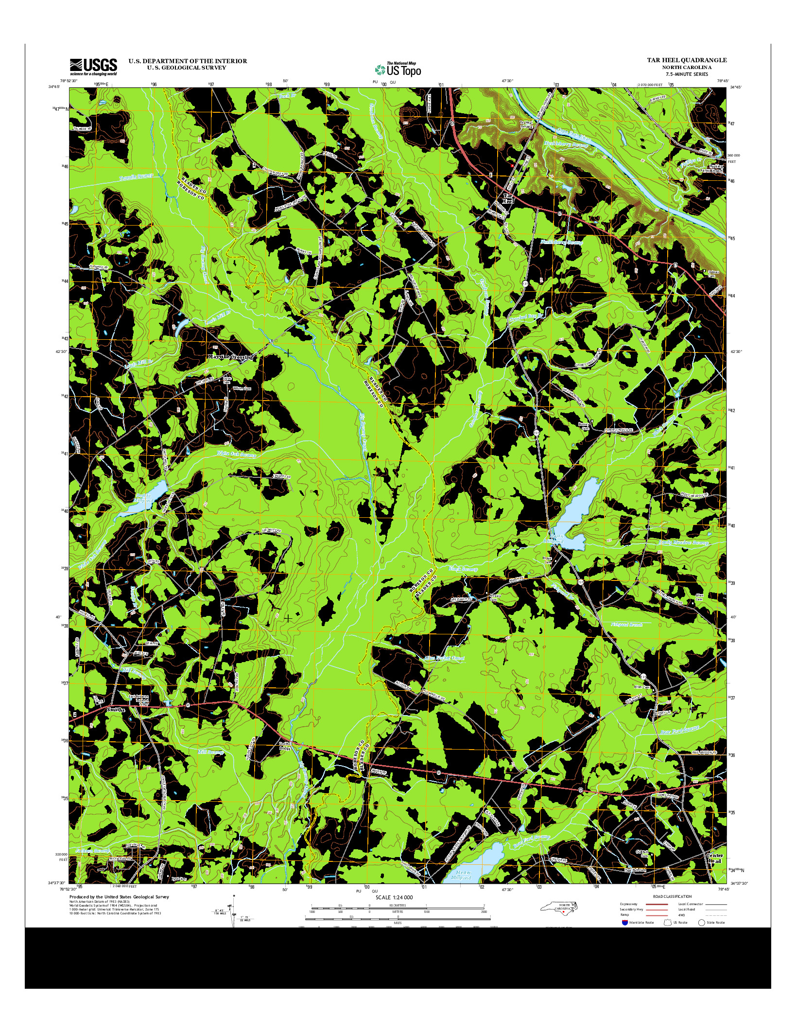 USGS US TOPO 7.5-MINUTE MAP FOR TAR HEEL, NC 2013