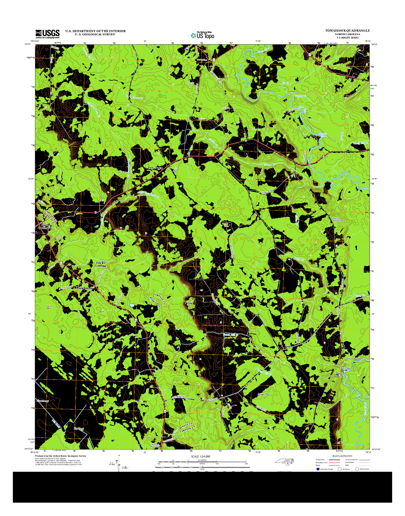 USGS US TOPO 7.5-MINUTE MAP FOR TOMAHAWK, NC 2013