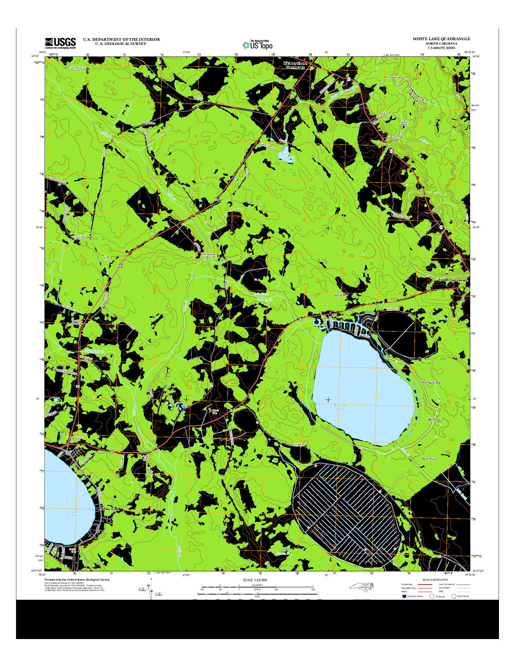 USGS US TOPO 7.5-MINUTE MAP FOR WHITE LAKE, NC 2013