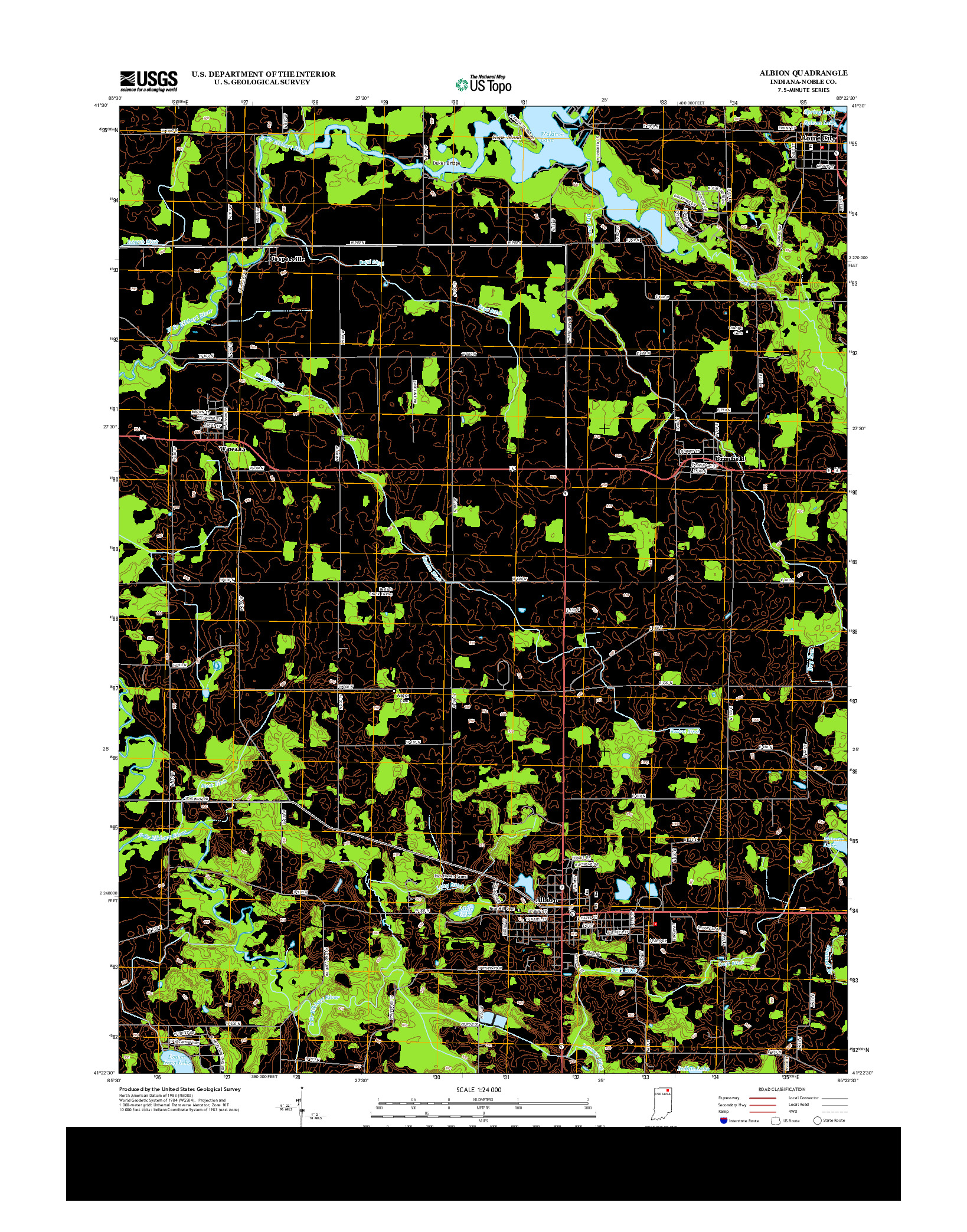 USGS US TOPO 7.5-MINUTE MAP FOR ALBION, IN 2013