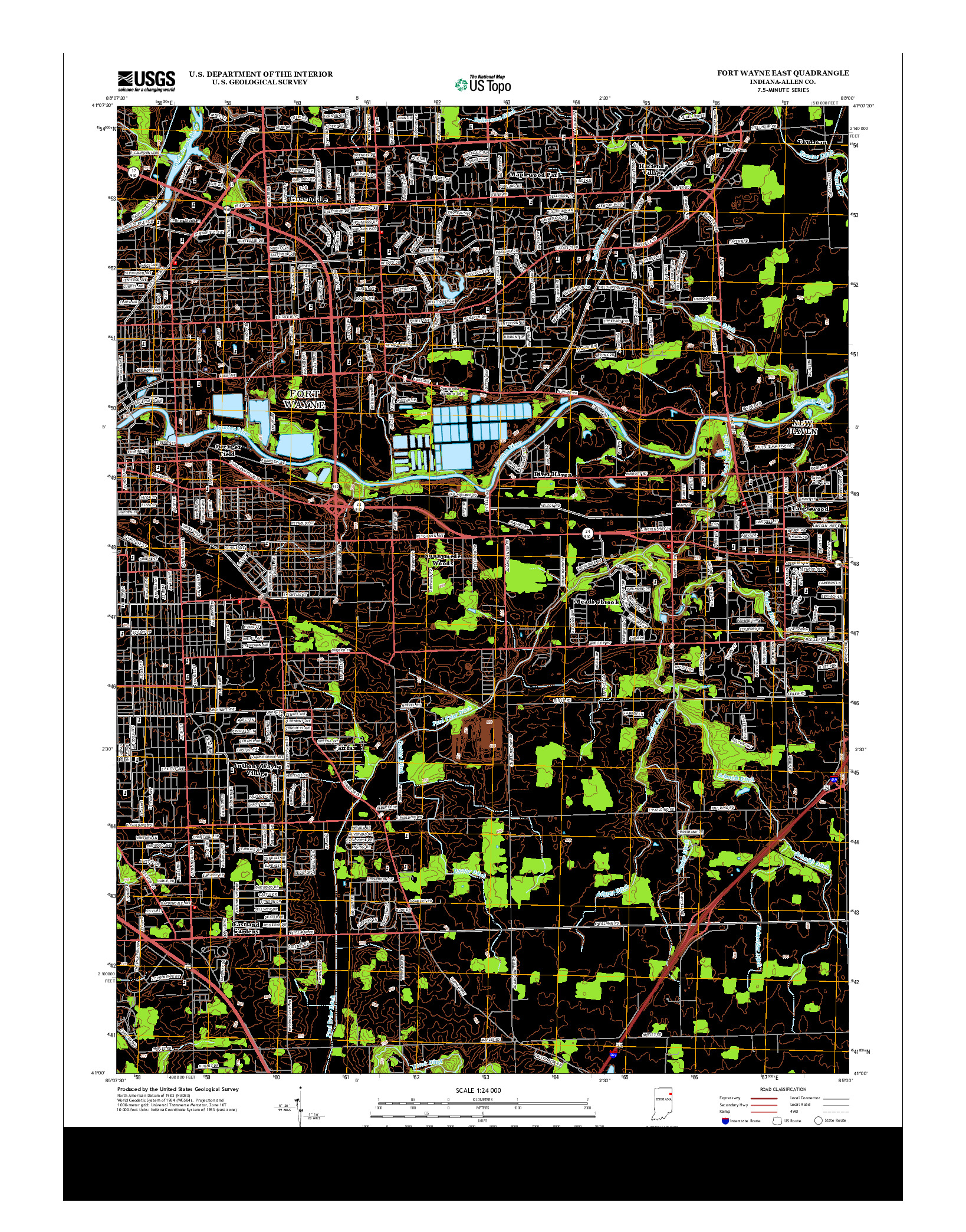 USGS US TOPO 7.5-MINUTE MAP FOR FORT WAYNE EAST, IN 2013