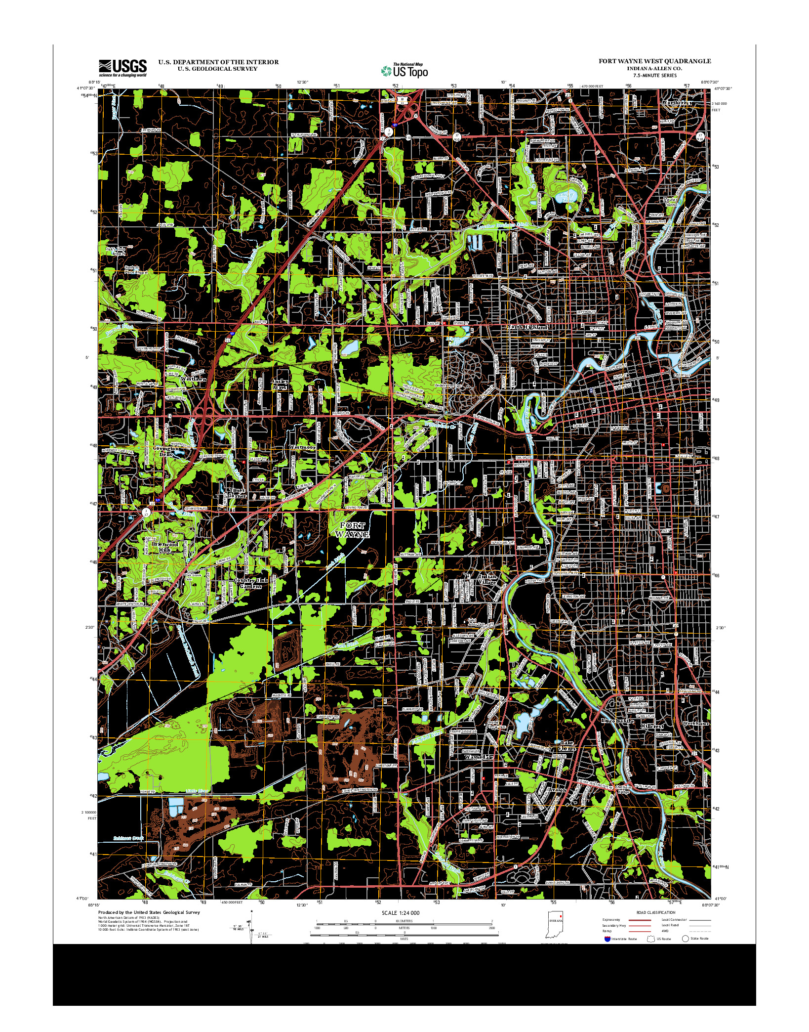 USGS US TOPO 7.5-MINUTE MAP FOR FORT WAYNE WEST, IN 2013