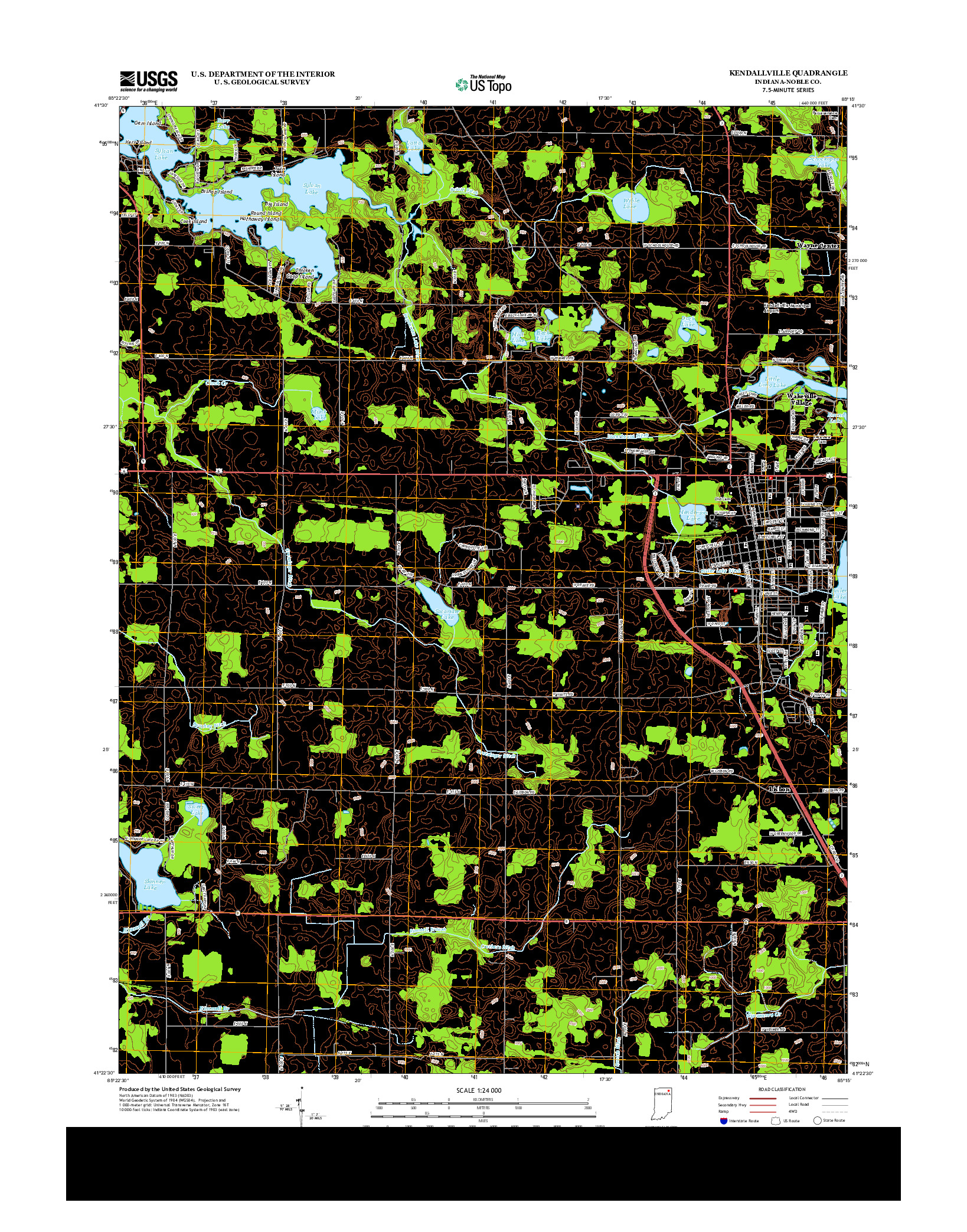 USGS US TOPO 7.5-MINUTE MAP FOR KENDALLVILLE, IN 2013