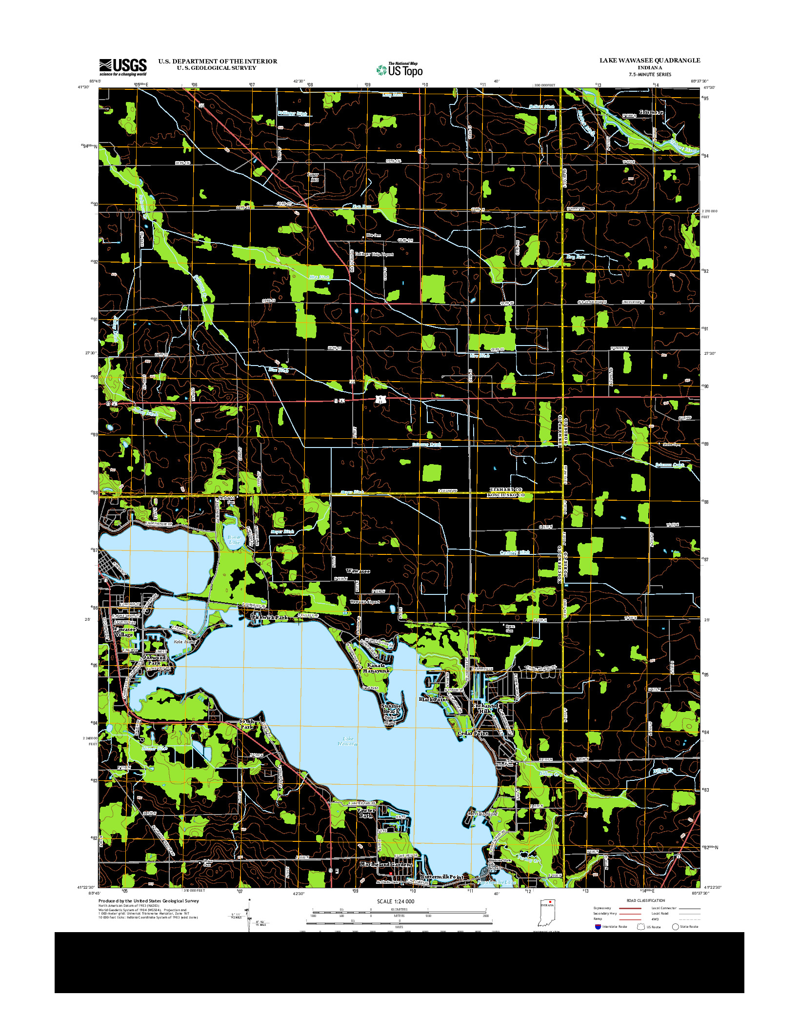 USGS US TOPO 7.5-MINUTE MAP FOR LAKE WAWASEE, IN 2013