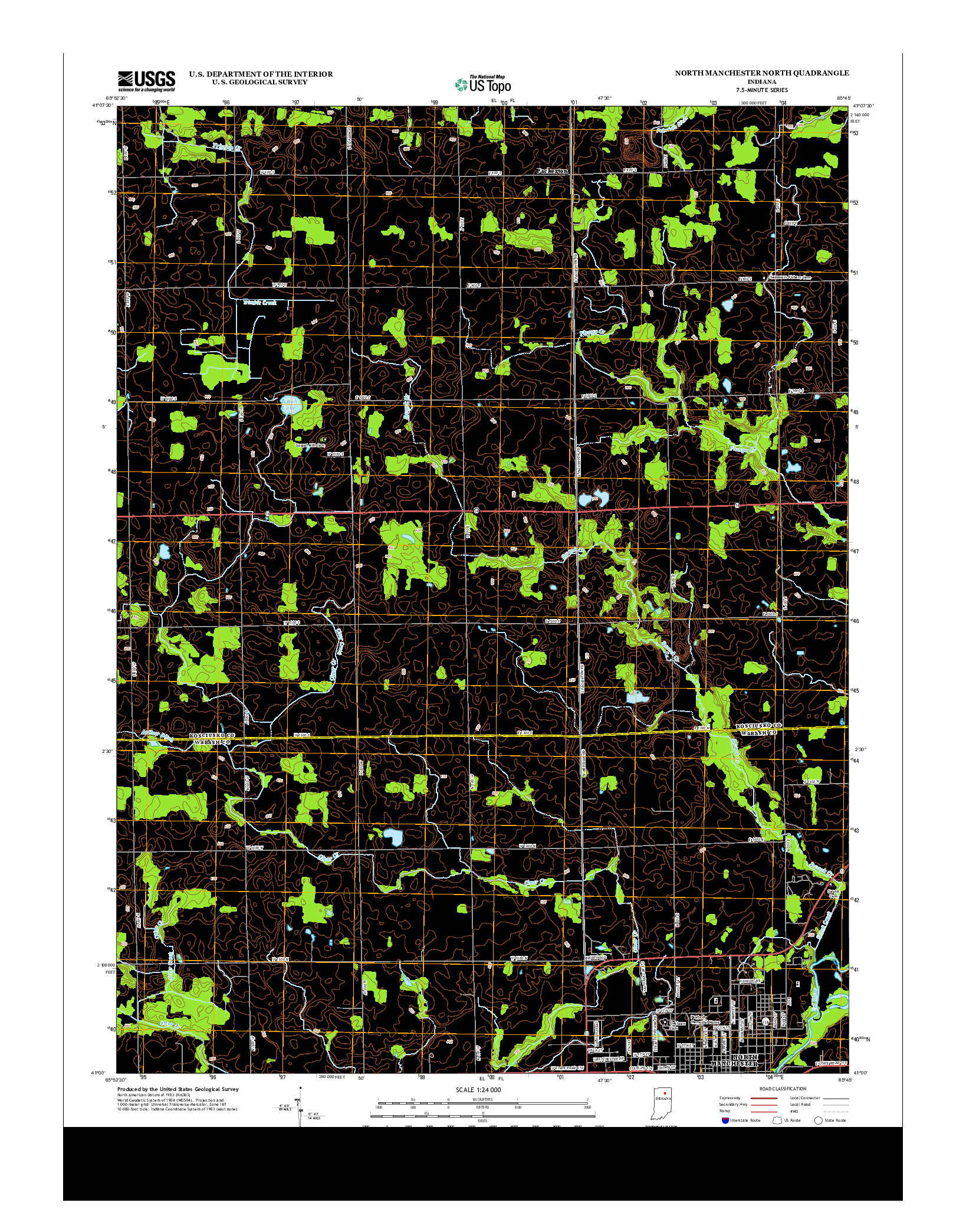 USGS US TOPO 7.5-MINUTE MAP FOR NORTH MANCHESTER NORTH, IN 2013