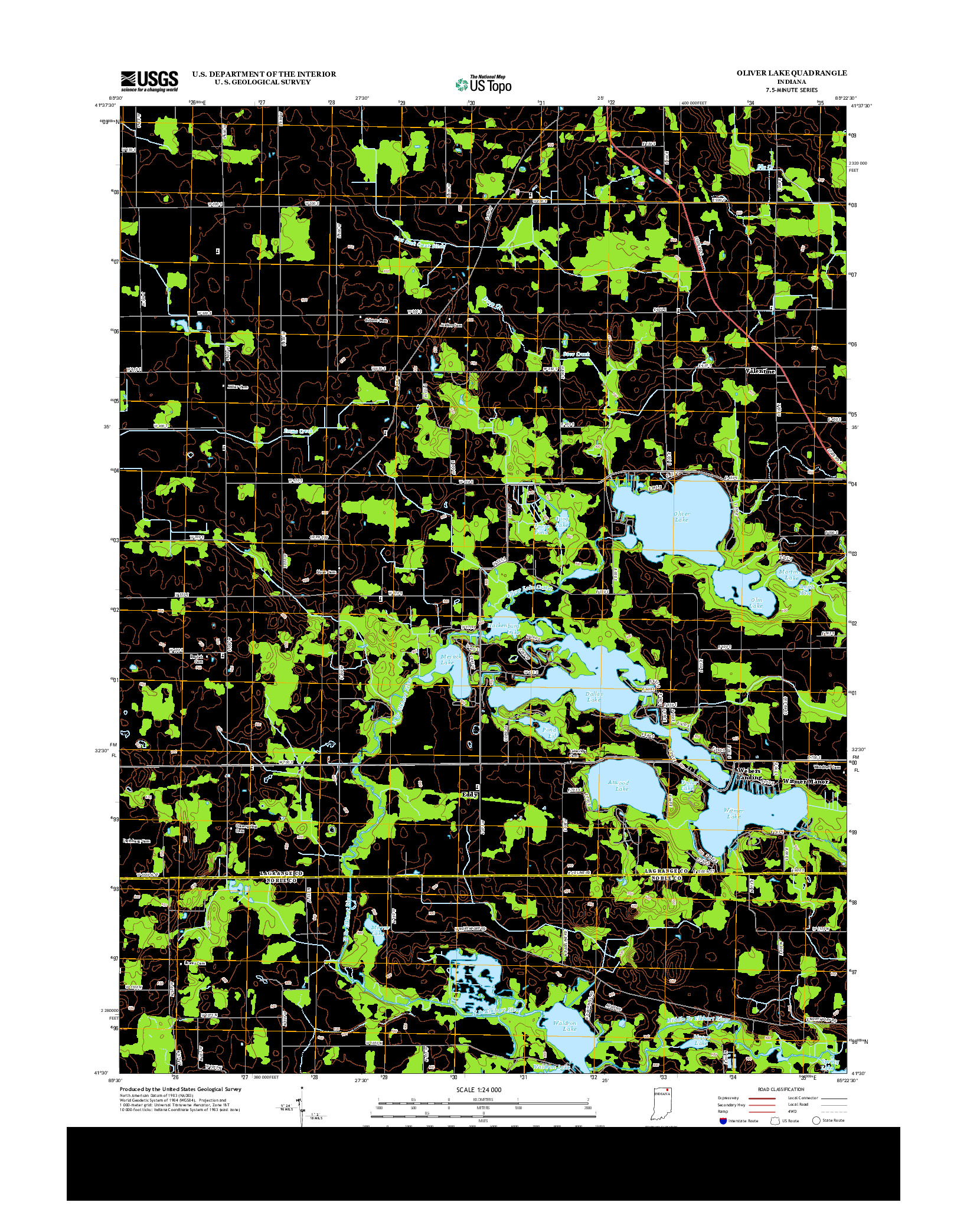 USGS US TOPO 7.5-MINUTE MAP FOR OLIVER LAKE, IN 2013