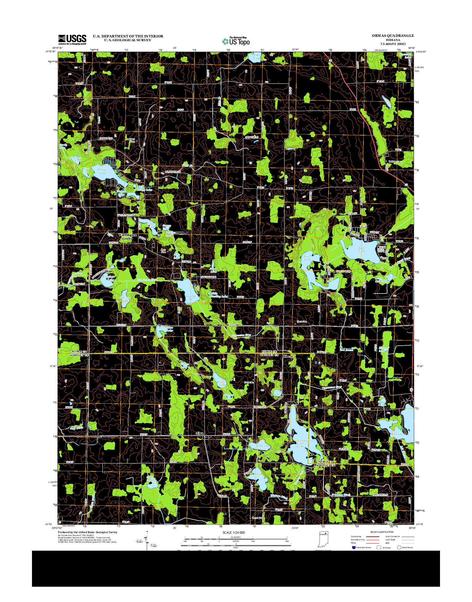 USGS US TOPO 7.5-MINUTE MAP FOR ORMAS, IN 2013