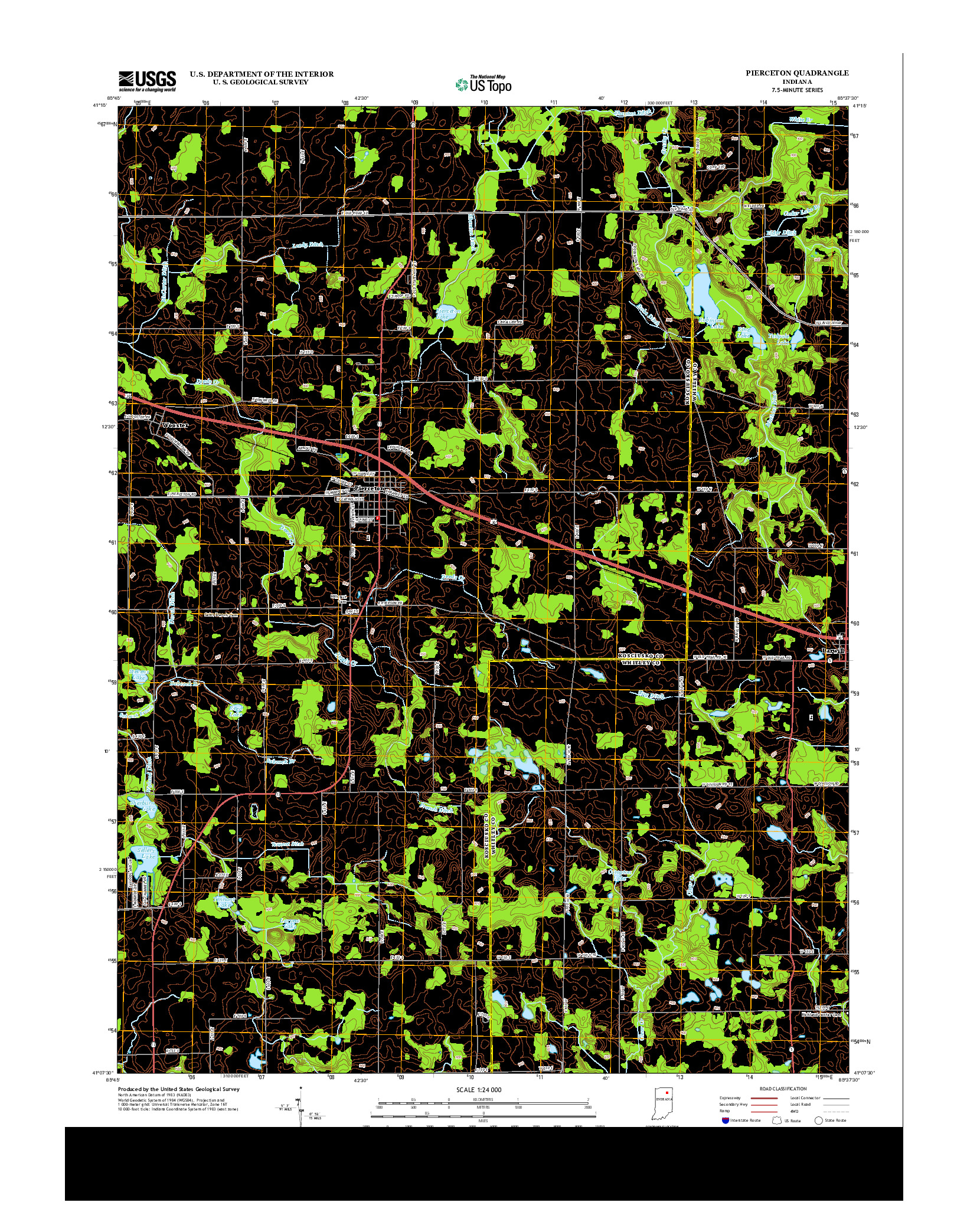 USGS US TOPO 7.5-MINUTE MAP FOR PIERCETON, IN 2013