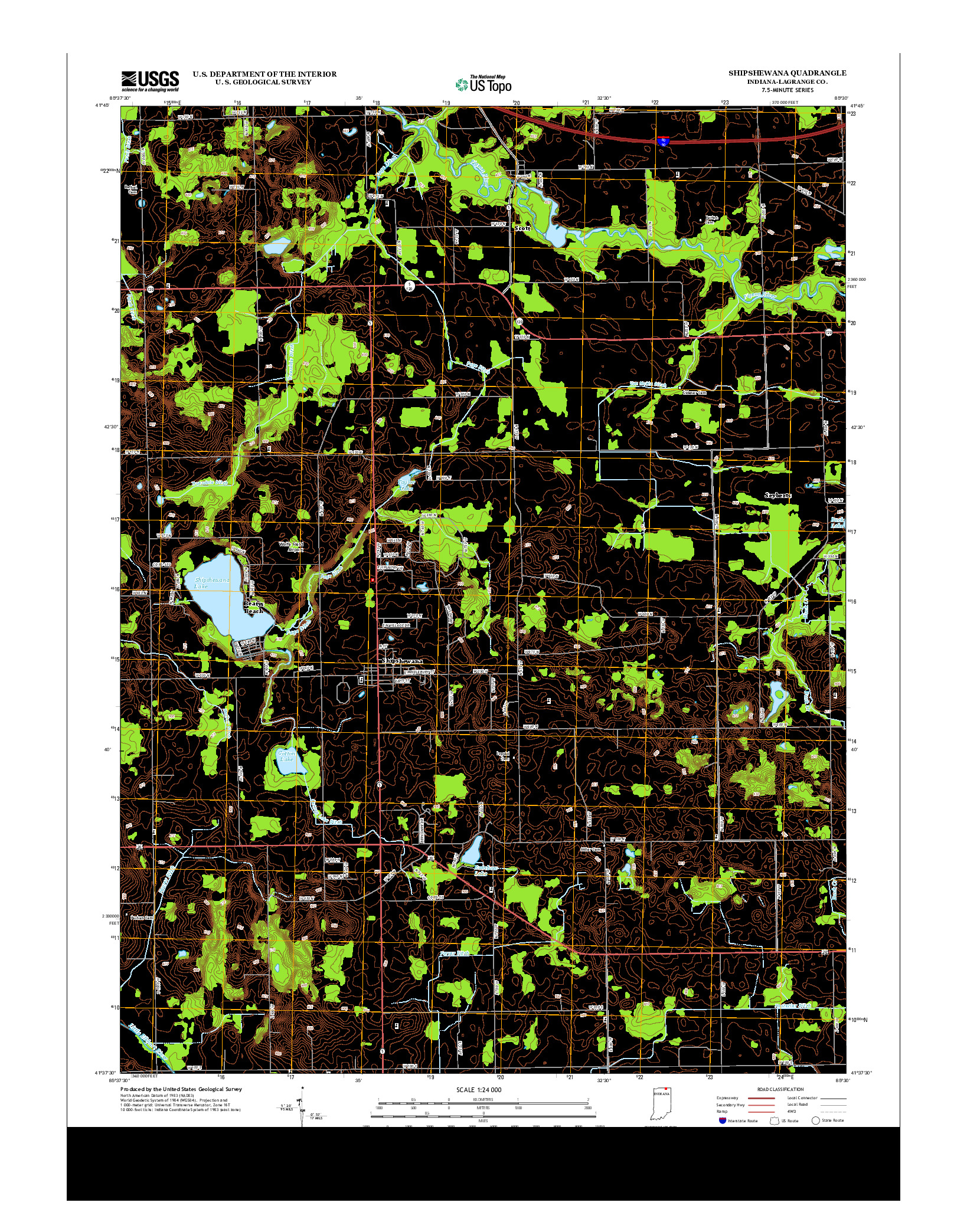 USGS US TOPO 7.5-MINUTE MAP FOR SHIPSHEWANA, IN 2013