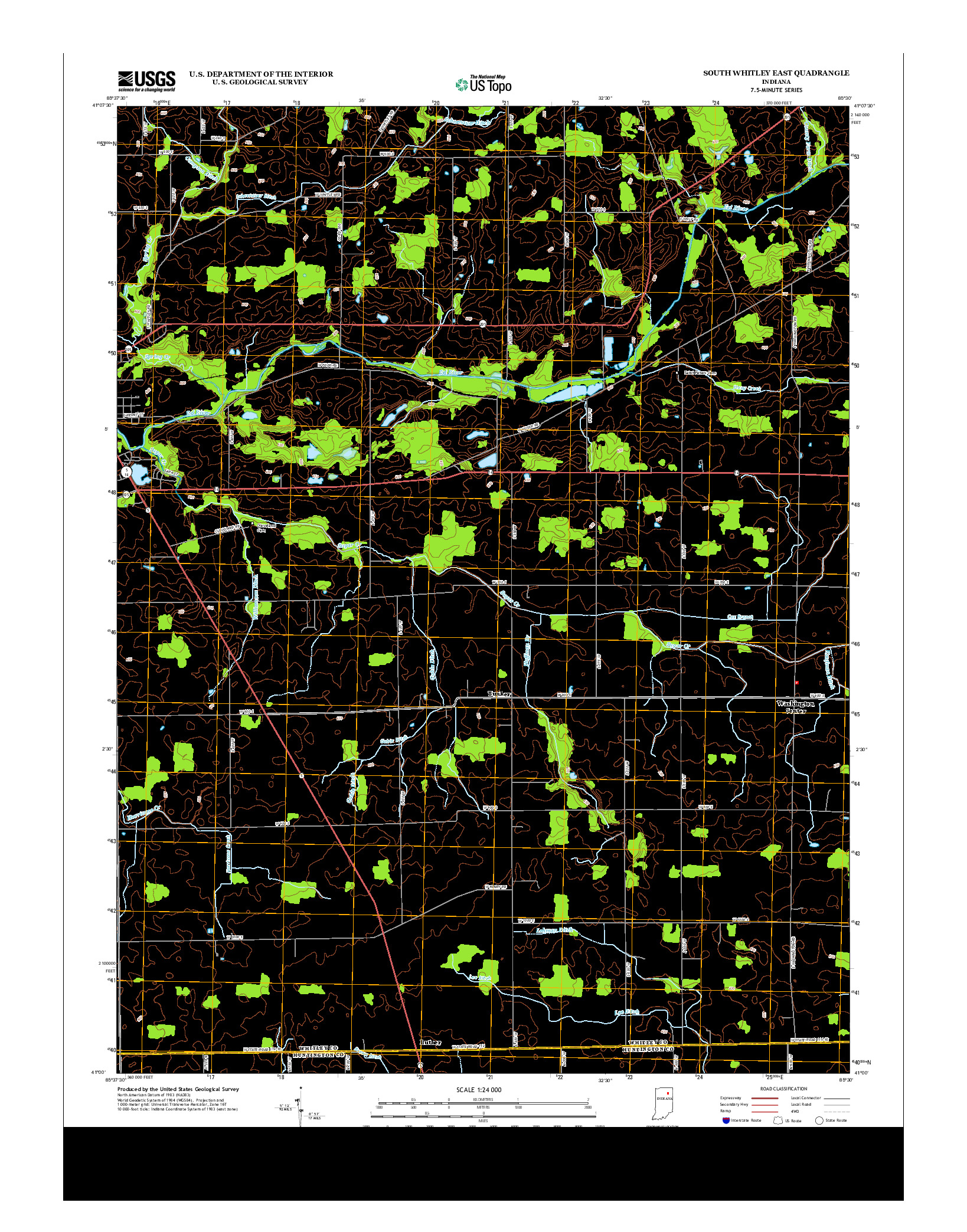 USGS US TOPO 7.5-MINUTE MAP FOR SOUTH WHITLEY EAST, IN 2013