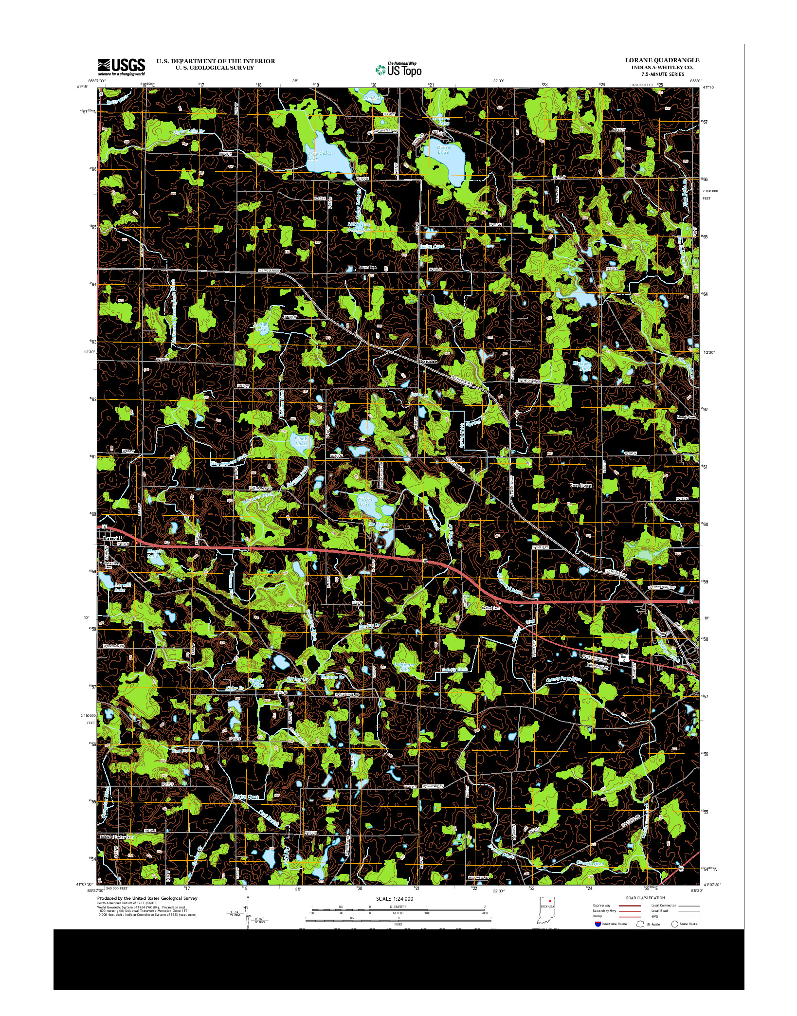 USGS US TOPO 7.5-MINUTE MAP FOR LORANE, IN 2013