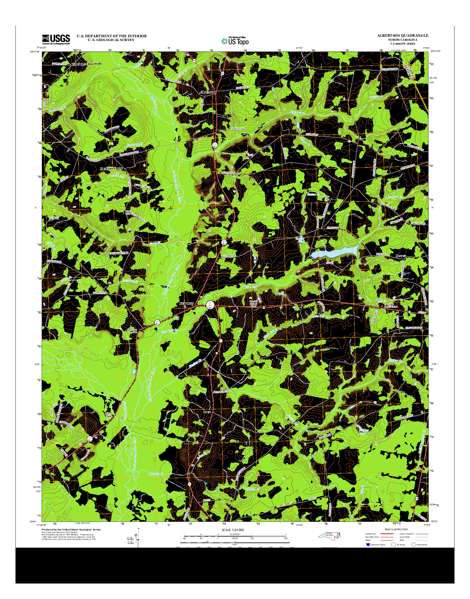 USGS US TOPO 7.5-MINUTE MAP FOR ALBERTSON, NC 2013