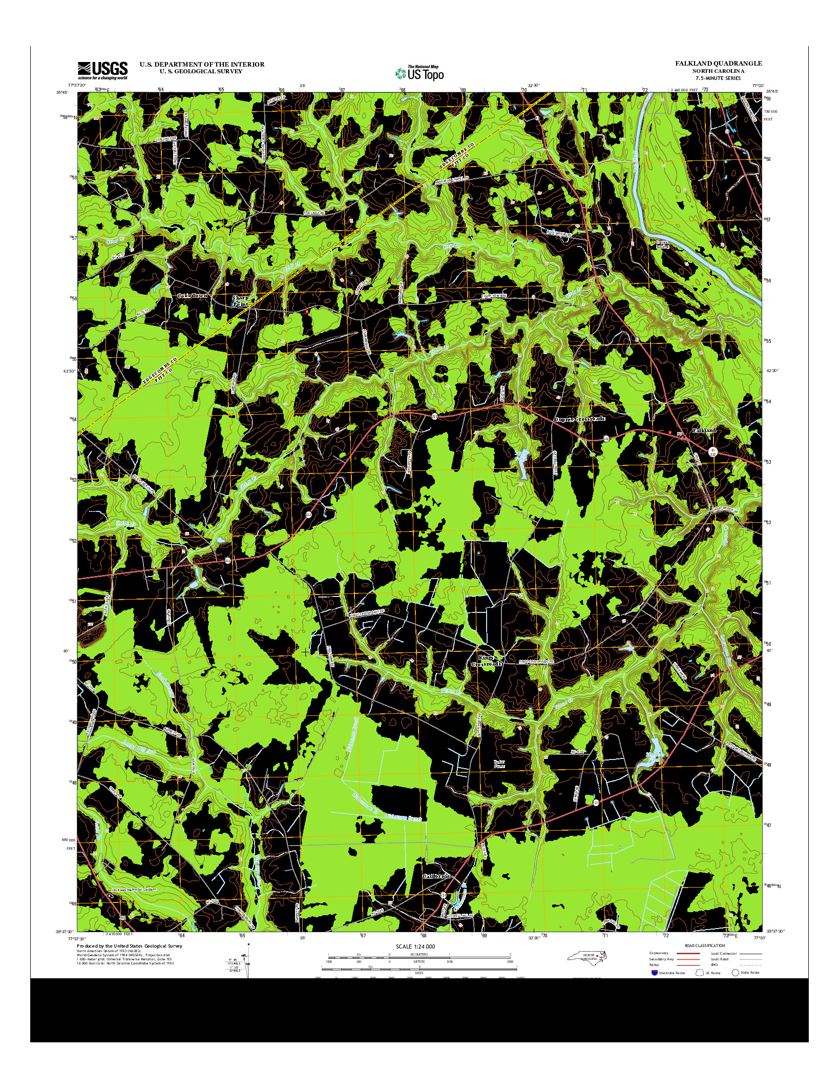 USGS US TOPO 7.5-MINUTE MAP FOR FALKLAND, NC 2013